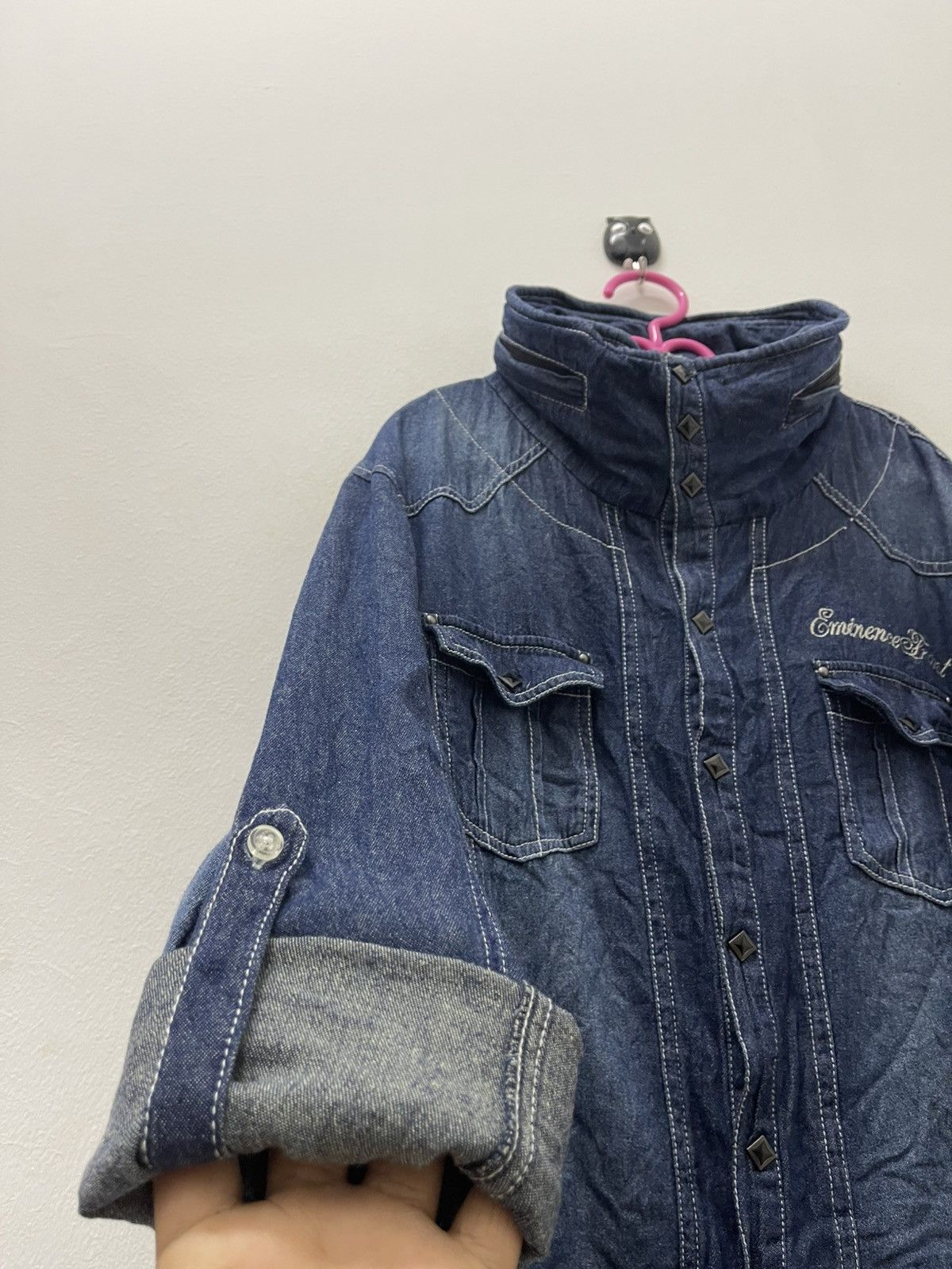 In The Attic Rare Vintage IN THE ATTIC Double Button Double Collar Hoodie Size US L / EU 52-54 / 3 - 8 Thumbnail