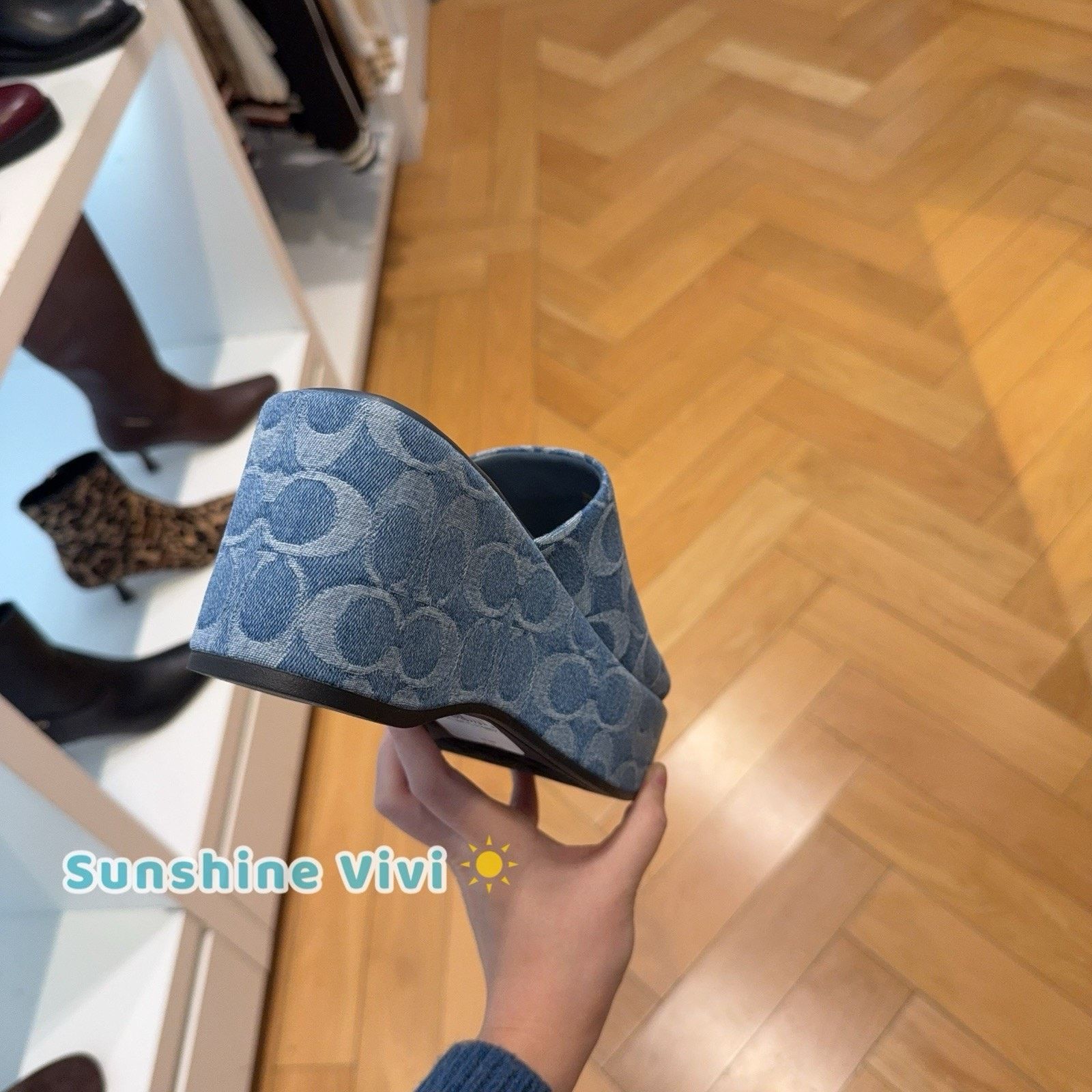 Coach NEW COACH Women Phoebe Platform Sandal Denim CDF69 indigo Size US 10 / IT 40 - 4 Thumbnail
