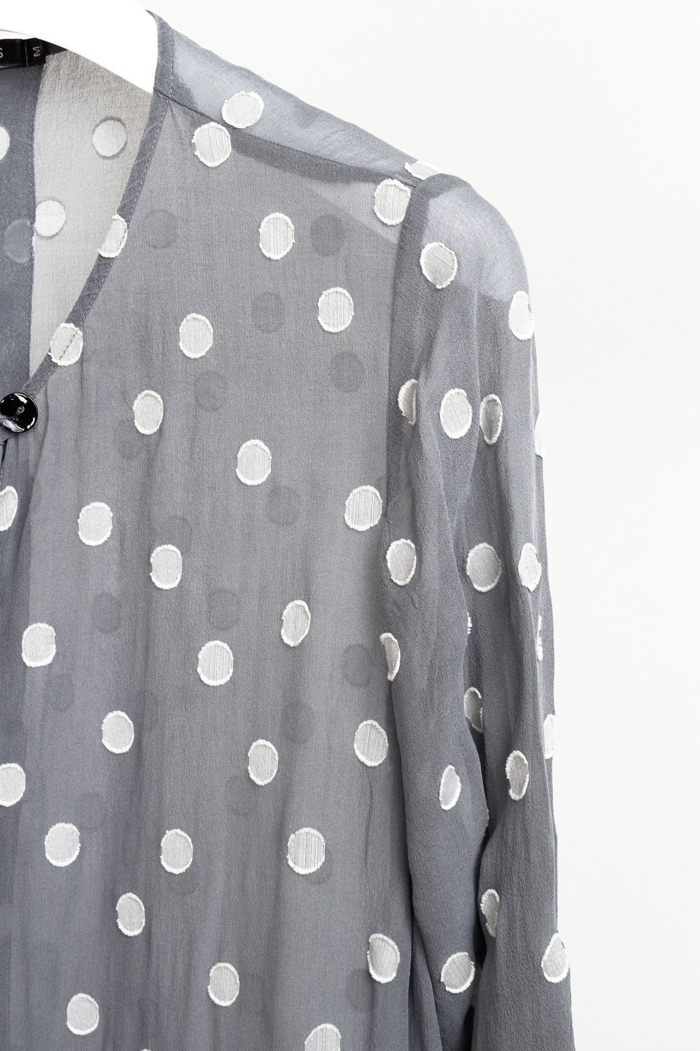 Designer Grizas Grey Polka Dots Silk Tunic Size M / US 6-8 / IT 42-44 - 5 Thumbnail