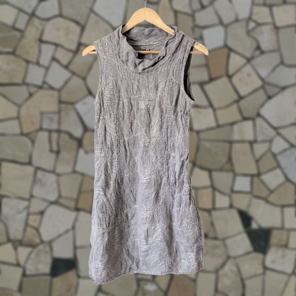 lina tomei linen dress | Dresses | Lina Tomei Blue Sequin Sleeveless Pockets New 100% Linen body Lina Tomei Italy Dress S