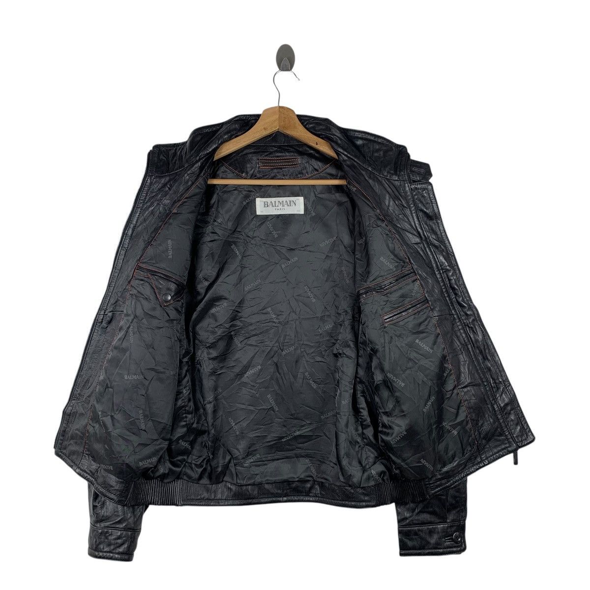 Balmain BALMAIN Paris Luxury Fashion Designer Leather Bomber Jacket Size US XL / EU 56 / 4 - 3 Thumbnail