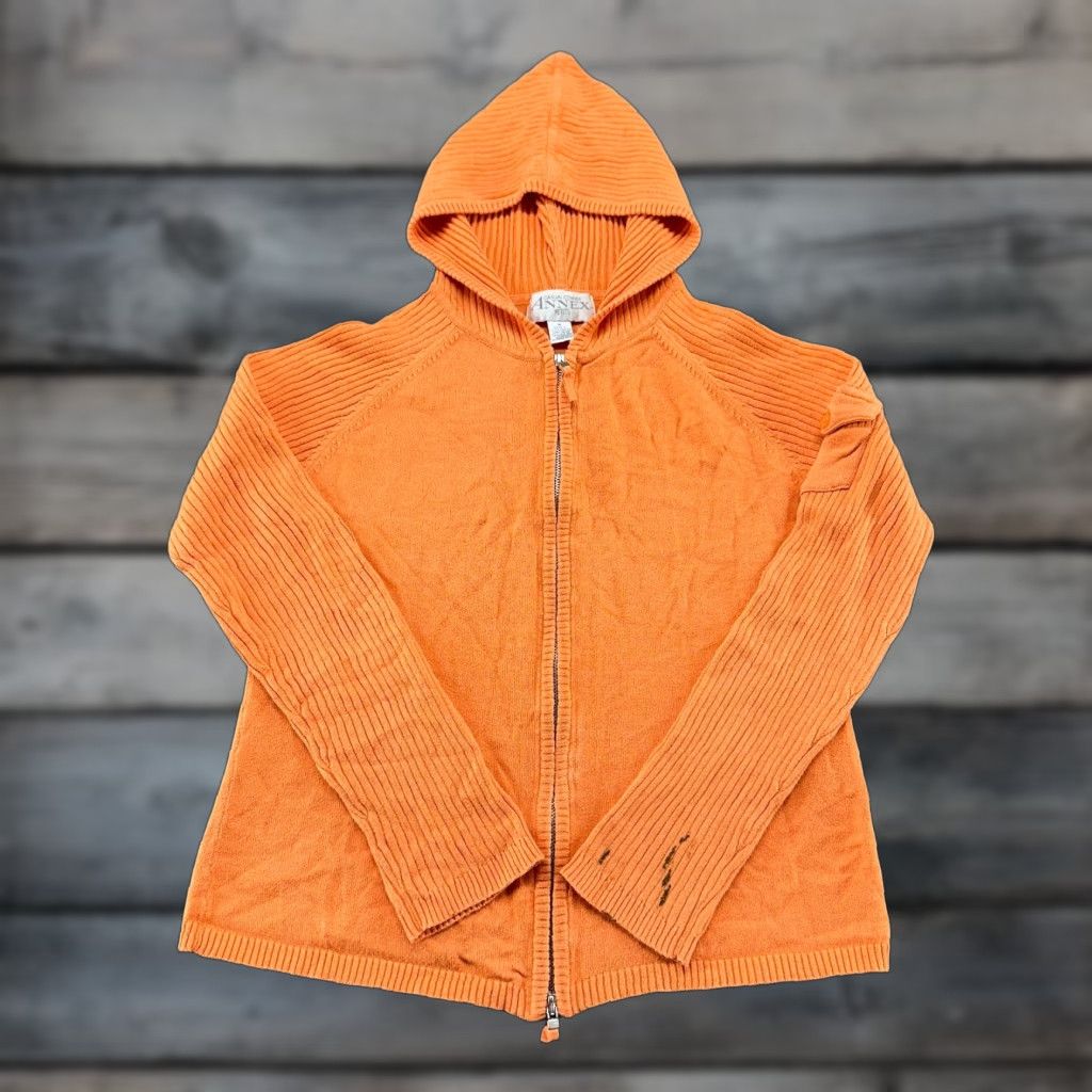 Vintage VINTAGE Casual Corner Annex Sweater Womens PM Orange Full Zip Hooded Knit 90s Size M / US 6-8 / IT 42-44 - 1 Thumbnail