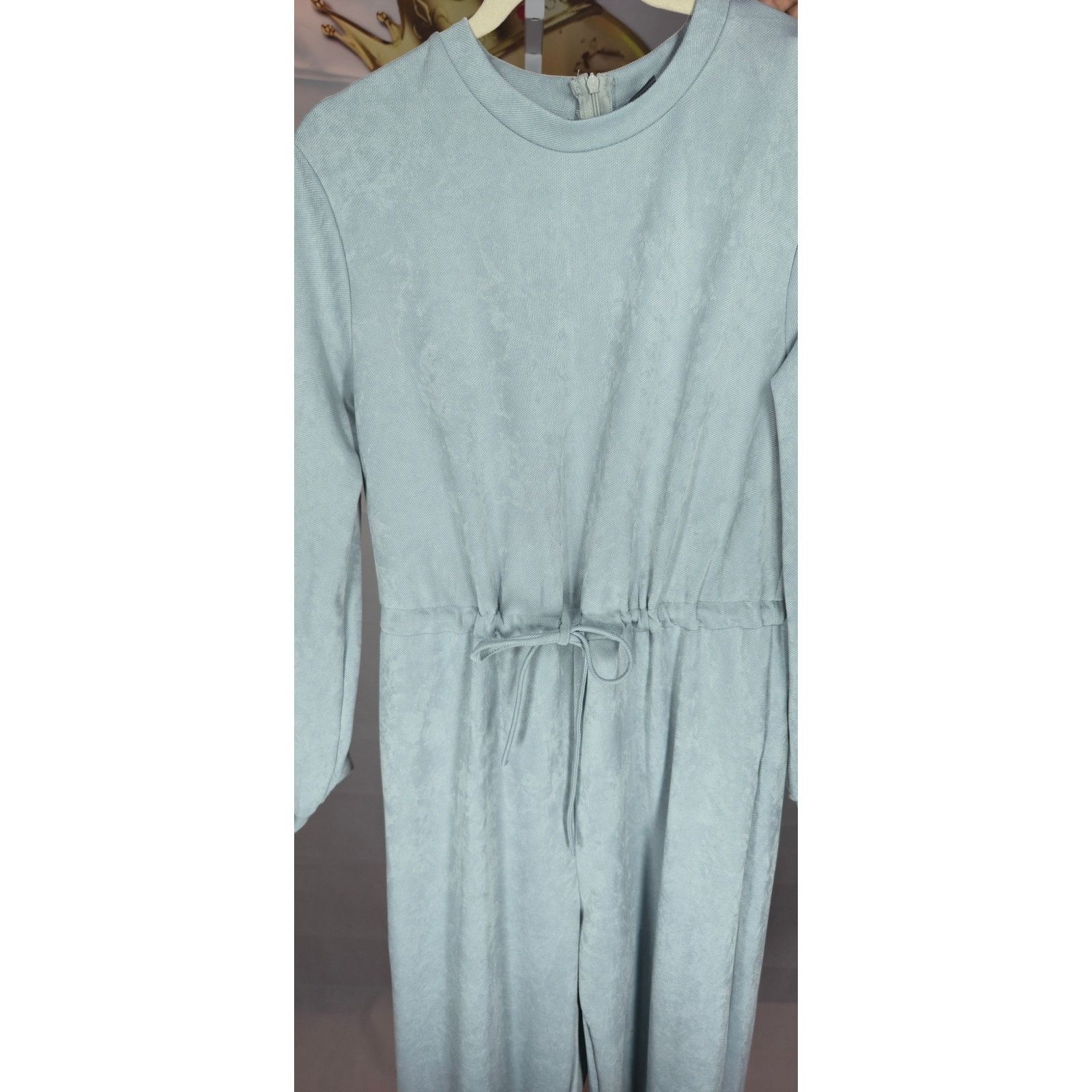 Shein SHEIN Blue Denim Romper Drawstring Waist Long Sleeve XS Size 26" / US 2 / IT 38 - 5 Thumbnail