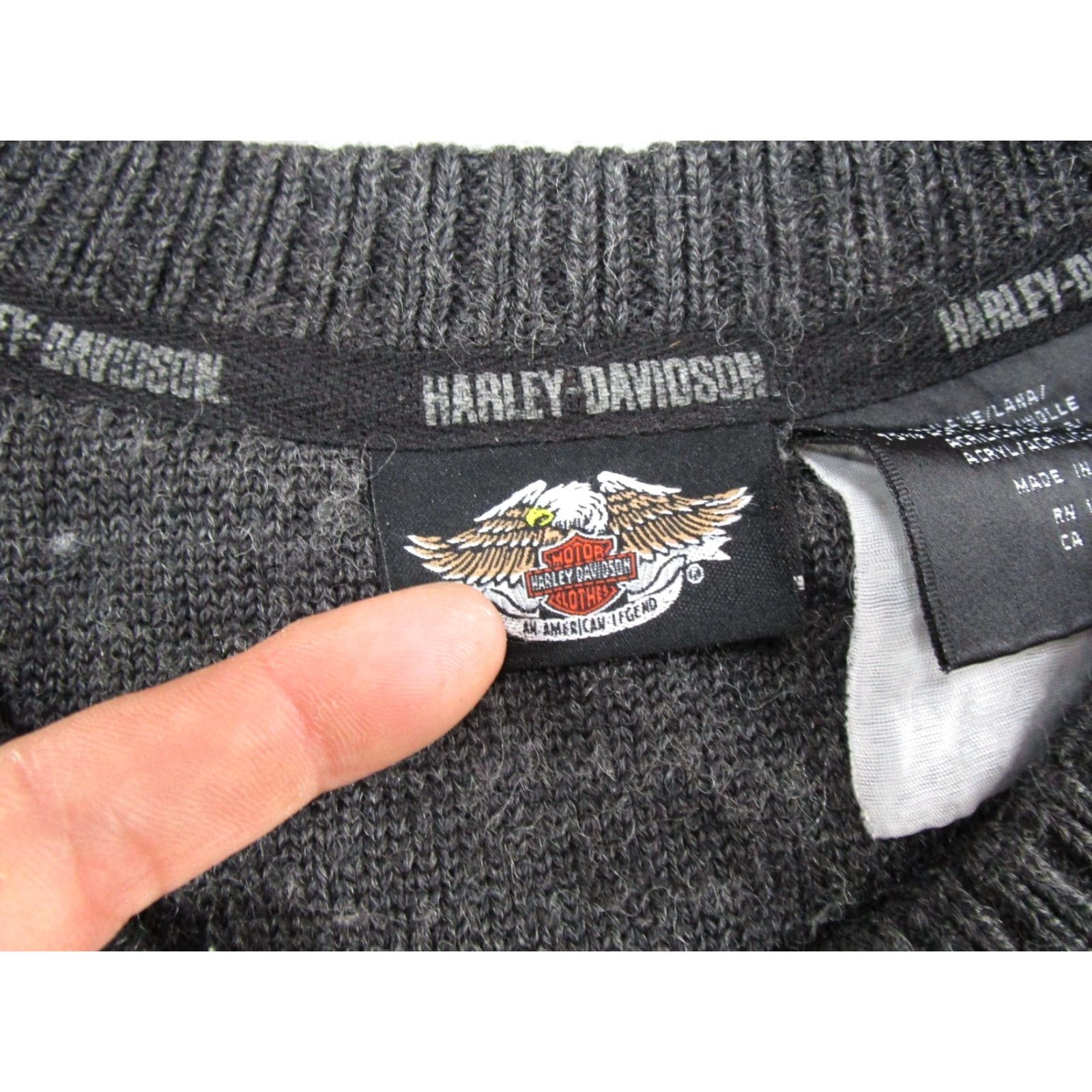 Harley Davidson Harley-Davidson Men's Wool Blend Pullover Knit Sweater Size XL Embroidered Gray Crew Neck Winter Casual Biker Motorcycle Size US XL / EU 56 / 4 - 3 Thumbnail