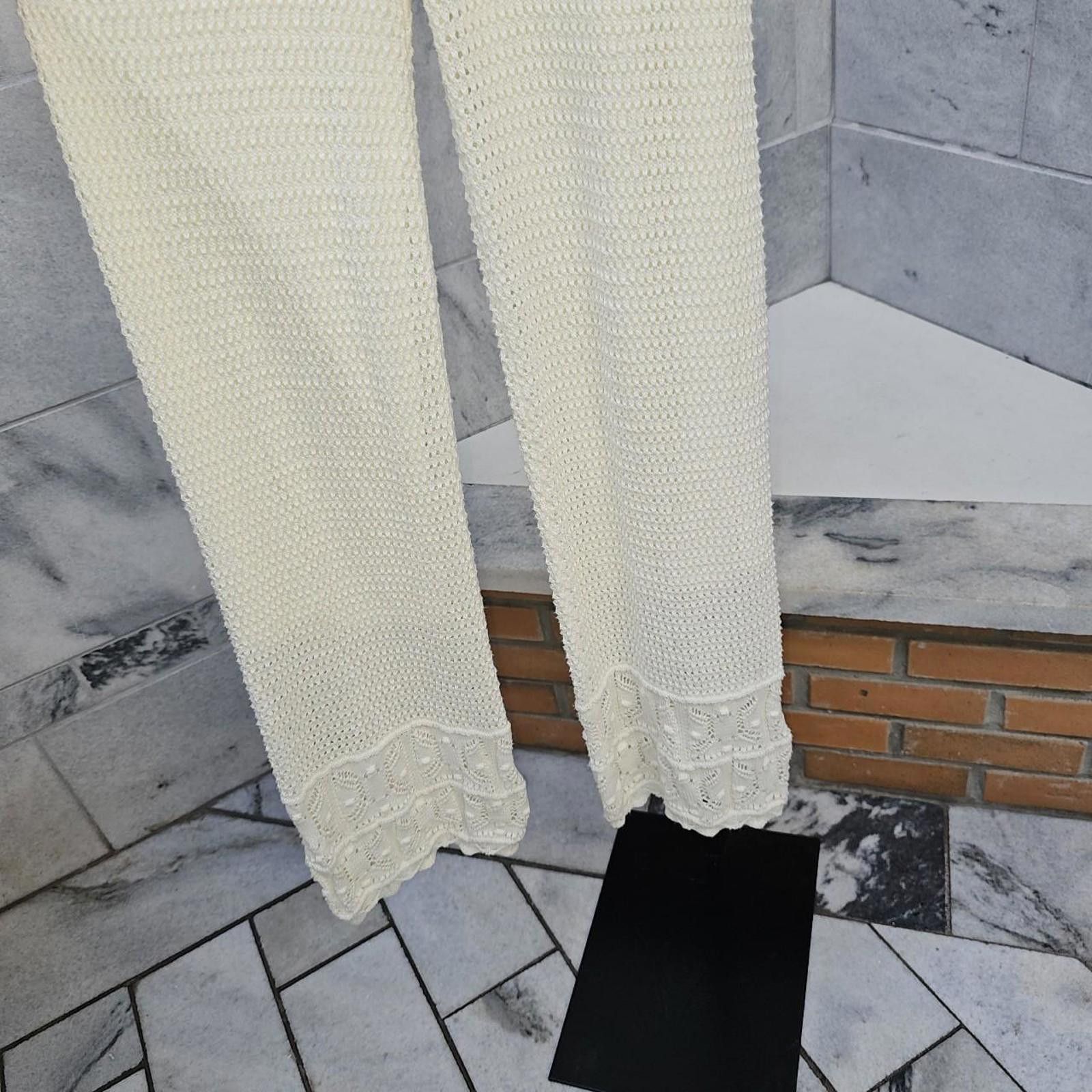 Designer Pink Rose Women's Cream Knitted Pants Size 32" / US 10 / IT 46 - 2 Thumbnail