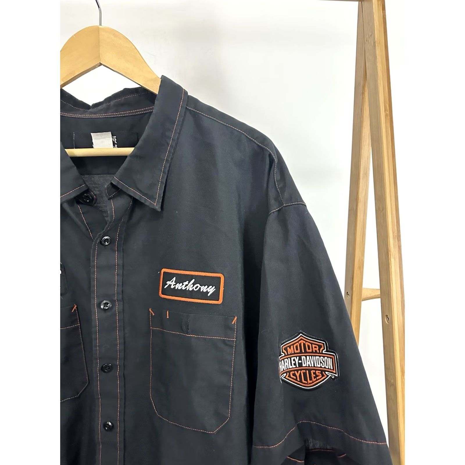 Harley Davidson Harley-Davidson Button-Up Shirt 5XL Black Short Sleeve Patch Vintage Ride Mens Size US XXL / EU 58 / 5 - 4 Thumbnail