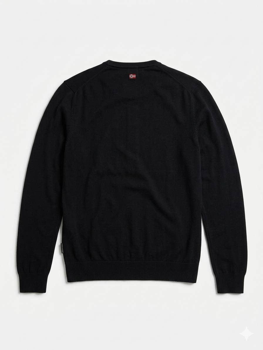 Napapijri Napapijri Black Cotton Knit Pullover Logo Patch L Size US L / EU 52-54 / 3 - 2 Thumbnail