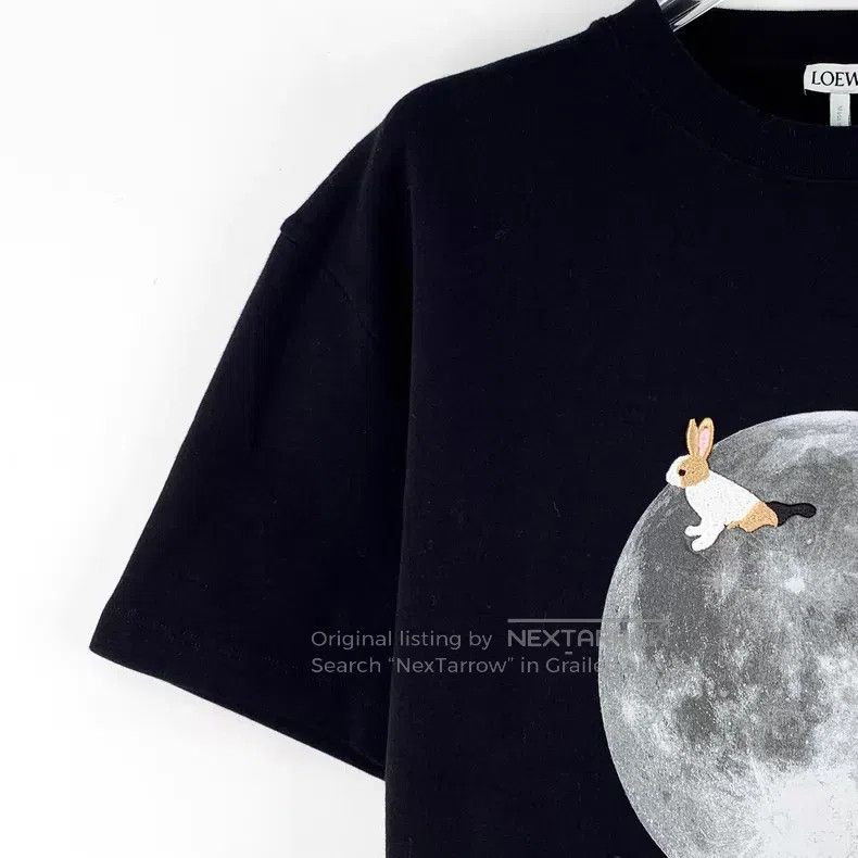 Loewe Loewe Black Moon Rabbit Embroidered Cotton Crew Neck Short Size XS / US 0-2 / IT 36-38 - 3 Thumbnail