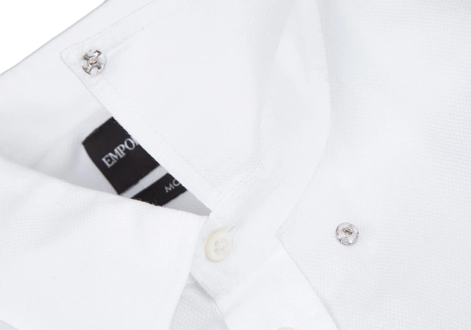 Emporio Armani Cotton Dobby Button-Down Shirt in White, Size 42 Size US XS / EU 42 / 0 - 6 Thumbnail