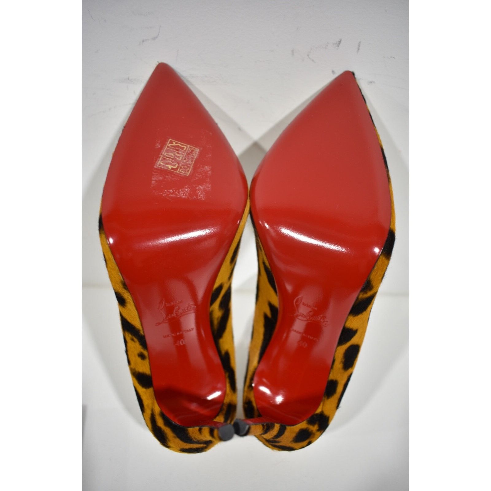 Christian Louboutin Kate 100 Spicy Pony Fur Leopard Black Brown Heel Pump 40 Size US 10 / IT 40 - 12 Thumbnail