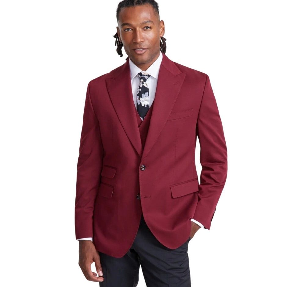 The Unbranded Brand Tayion Collection Suit Jacket Men's Red Solid Blazer 38R Size 38R - 1 Thumbnail