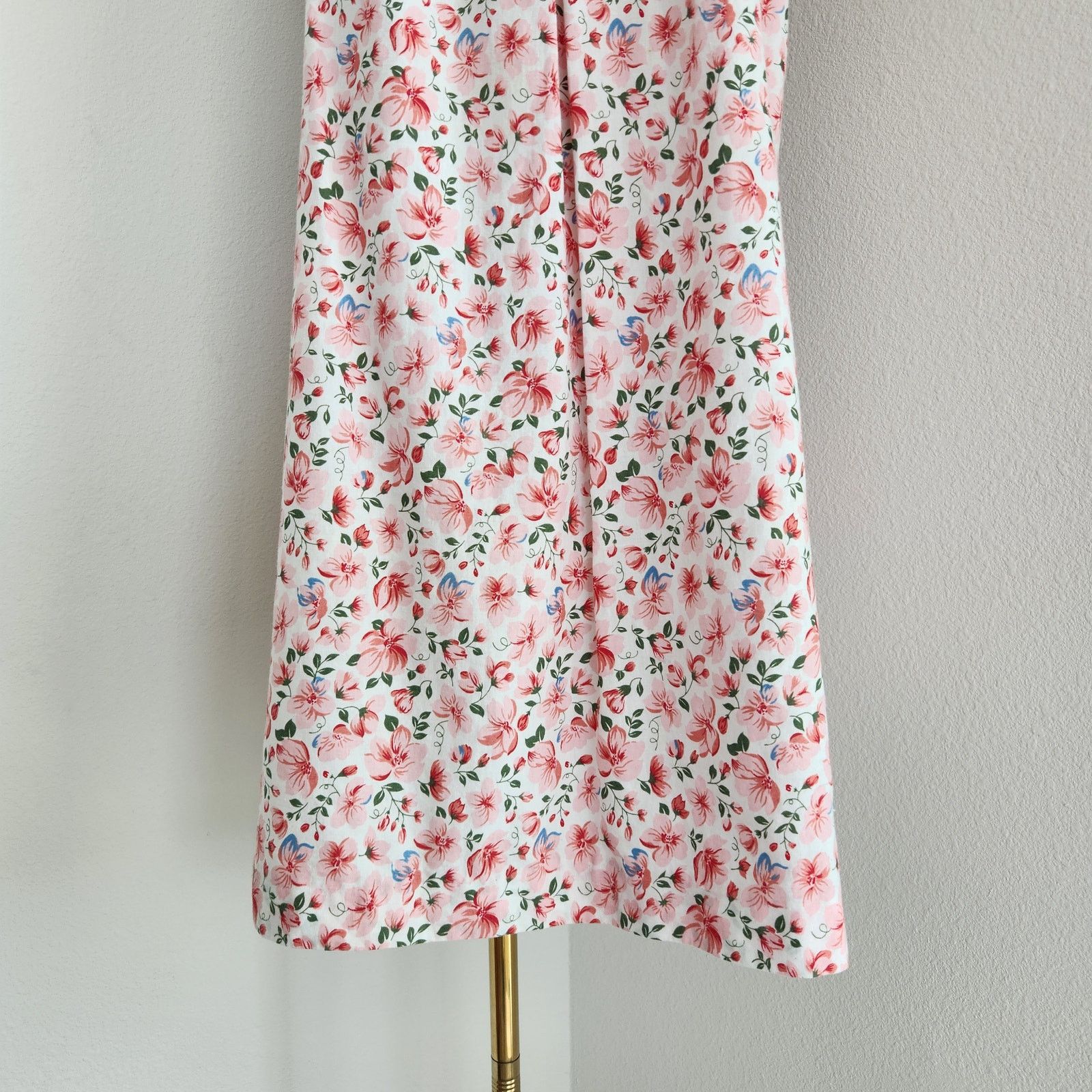 Vintage Vintage 80s Pink Floral Sleeveless Cotton Dress Pull On L Size L / US 10 / IT 46 - 4 Thumbnail