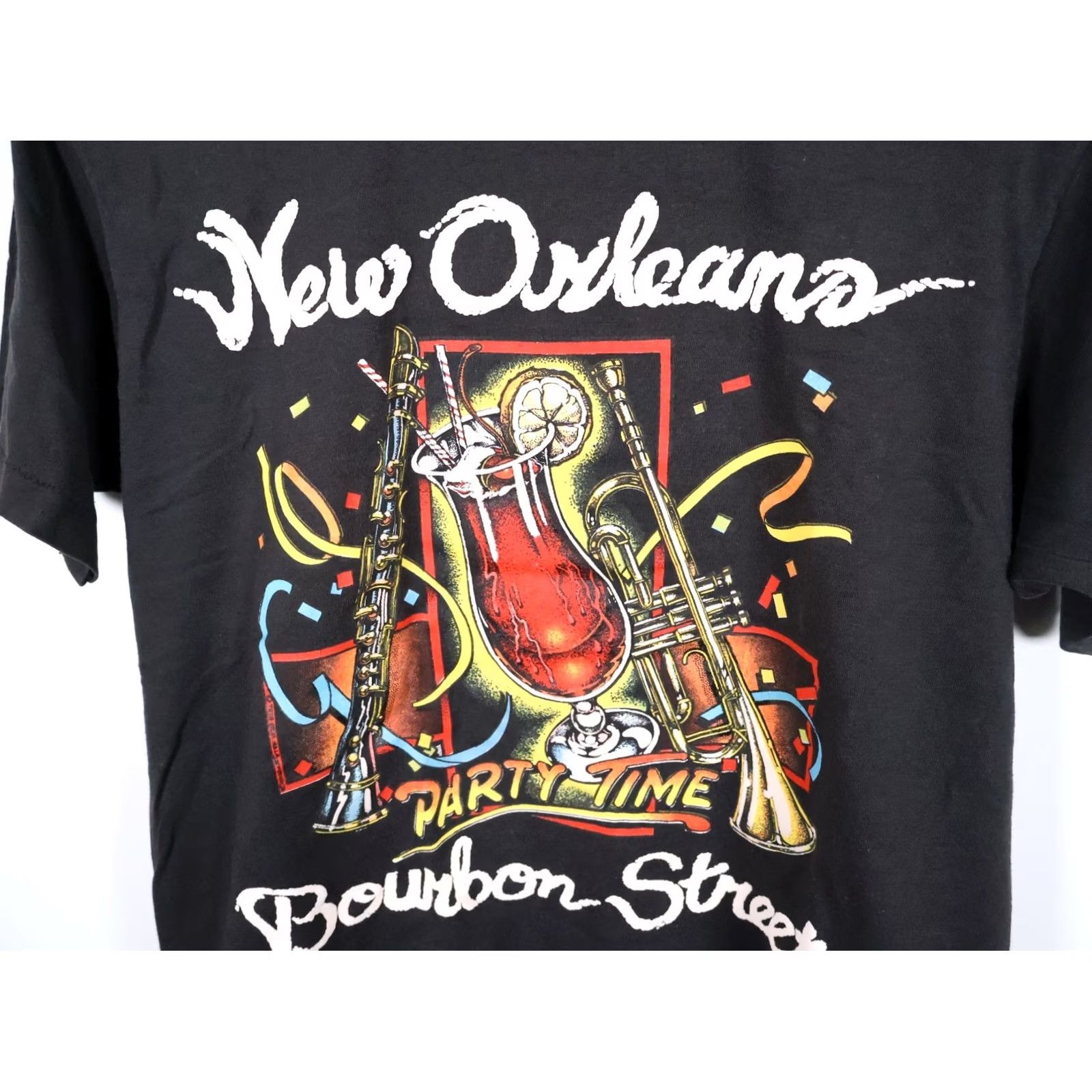 Vintage 90s Bourbon Street Shirt Adult Medium Black Single Stitch Screen Stars Tag Vintage Size US M / EU 48-50 / 2 - 7 Thumbnail
