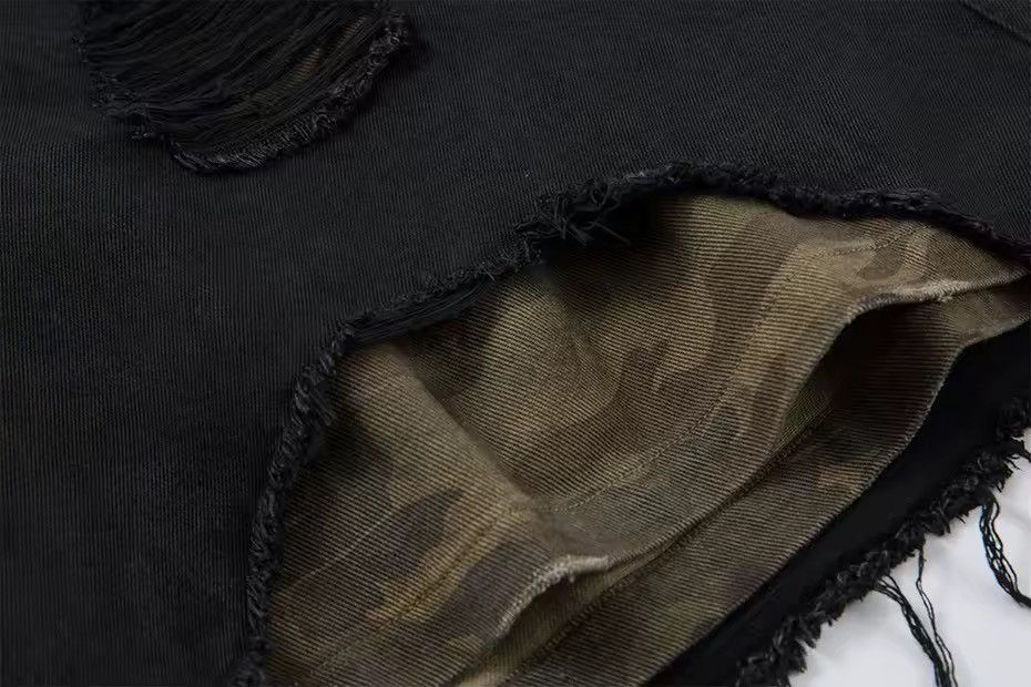Jean Camouflage Patchwork Hole Vintage Black Shorts Jorts Size US 30 / EU 46 - 11 Thumbnail
