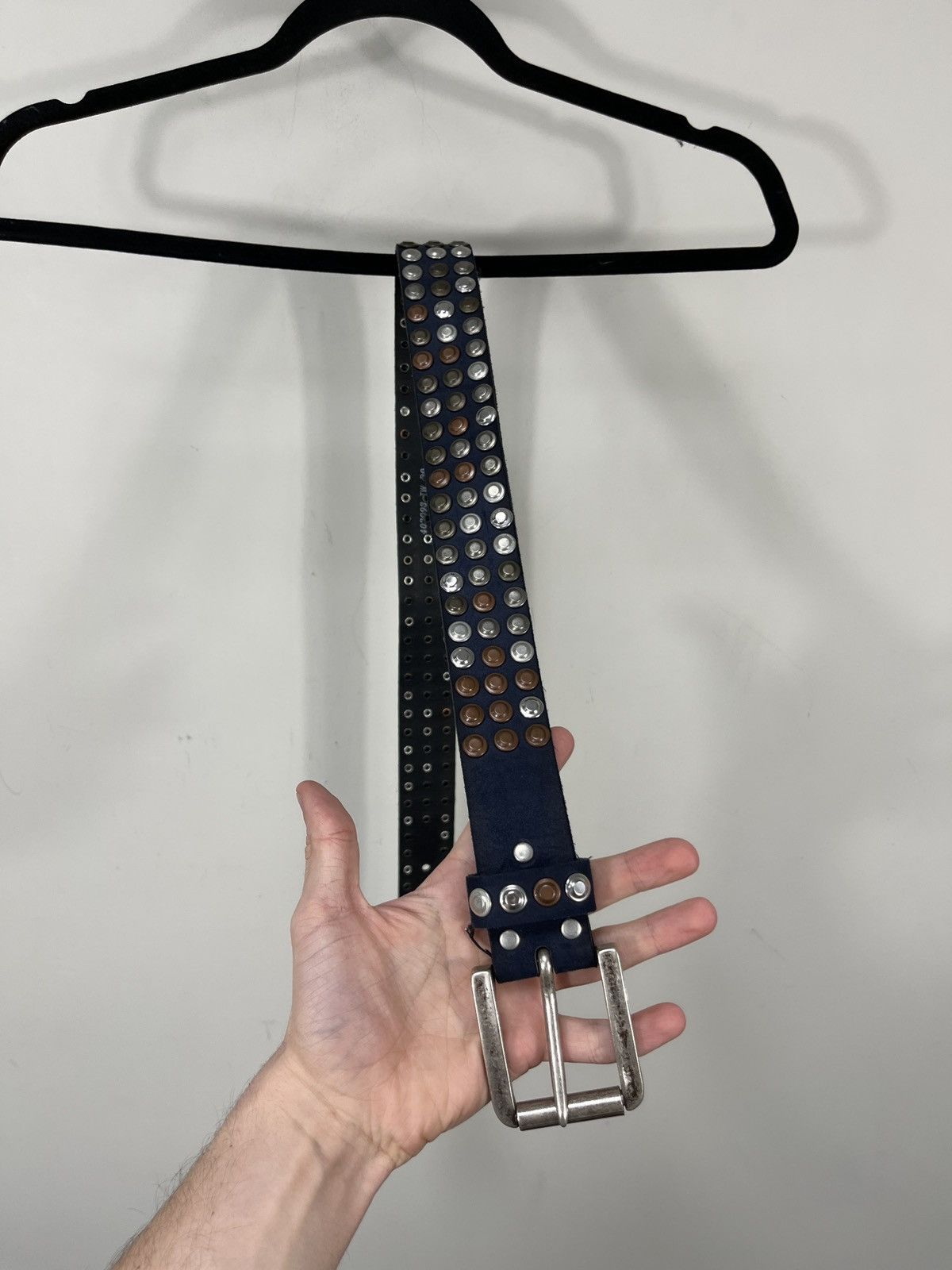 Japanese Brand Vintage B.B. Simon Style Y2K Archival Studded Leather Belt Size ONE SIZE - 8 Thumbnail