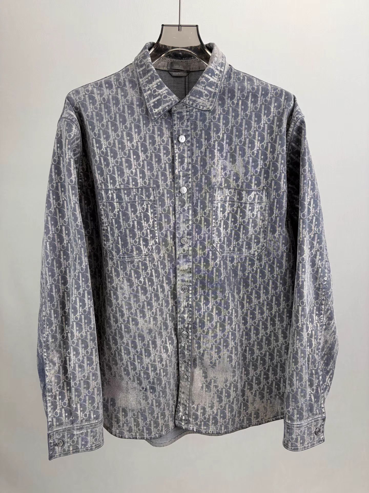 Dior Gray Patterned Long-Sleeve Button-Up Shirt XS Size US XS / EU 42 / 0 - 1 Thumbnail