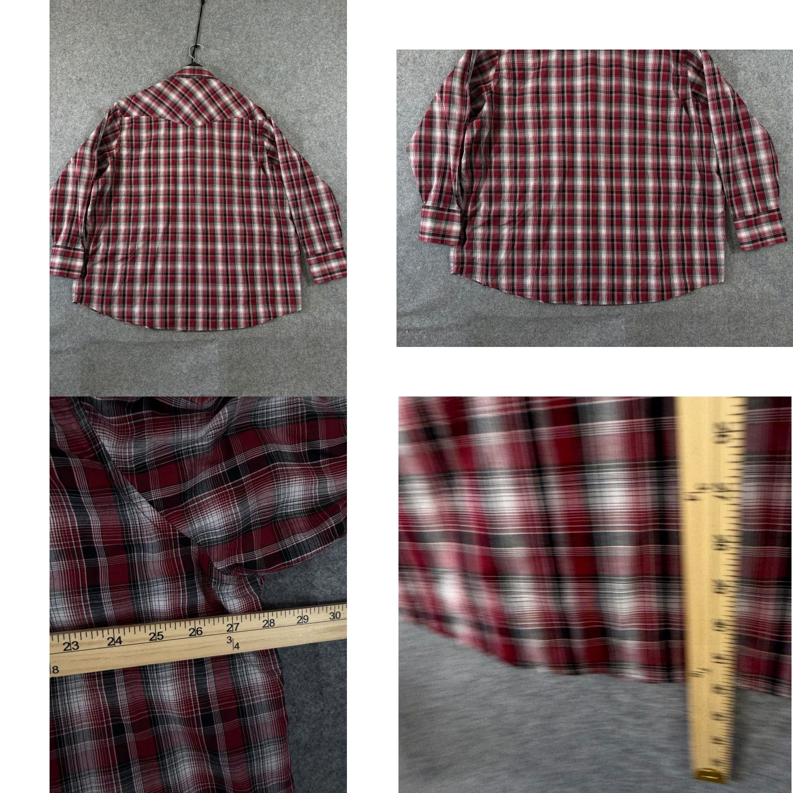 Wrangler VINTAGE Wrangler Western Shirt Mens 2XL Maroon Red Plaid Pearl Snap Cowboy Long Sleeve Pockets Size US XXL / EU 58 / 5 - 8 Thumbnail