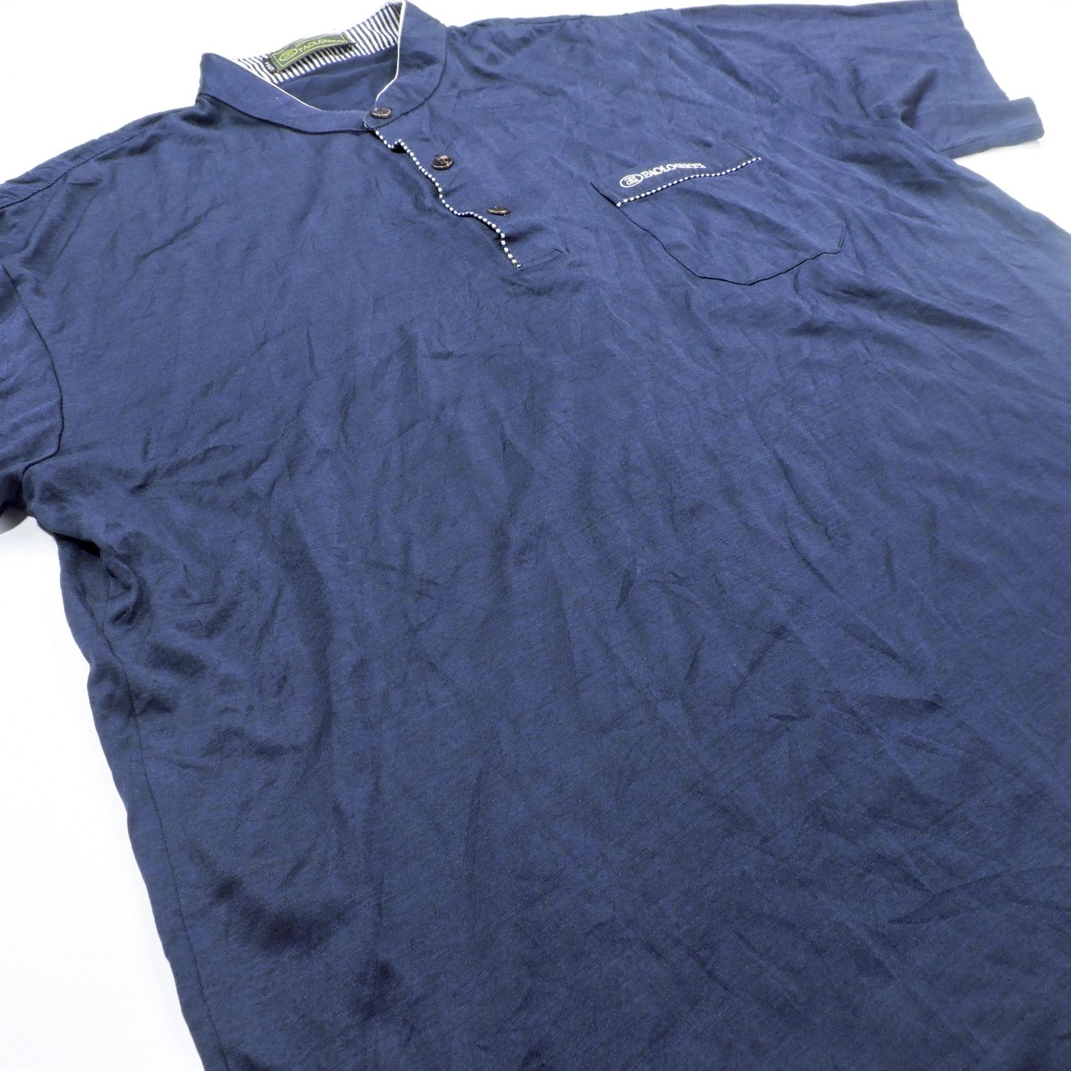 Paolo Gucci PAOLO GUCCI COLLARLESS POLO SHIRT Size US L / EU 52-54 / 3 - 7 Thumbnail