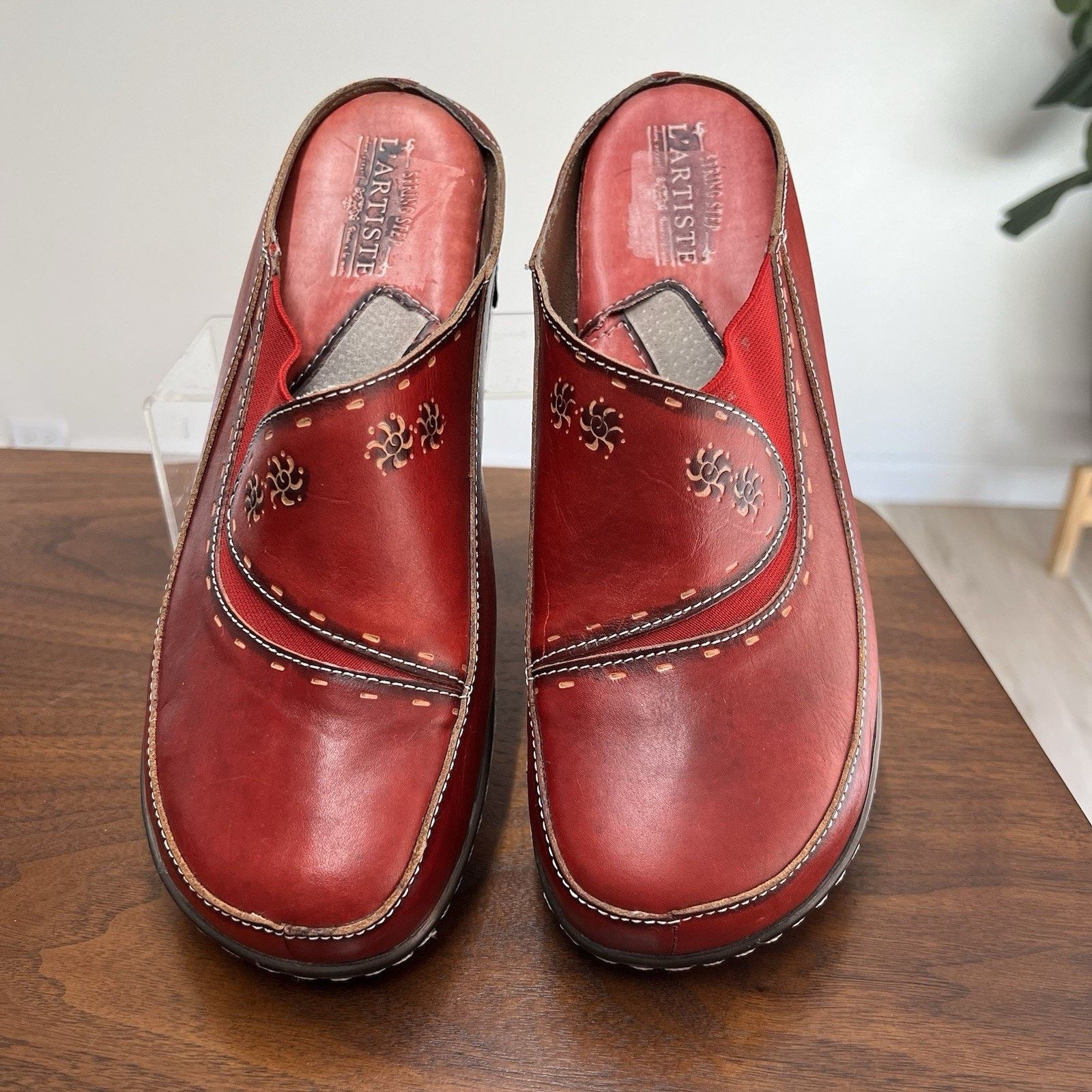 Other L'Artiste by Spring Step Mule Womens Red Leather Clog 11.5 Size US 11.5 / IT 41.5 - 3 Thumbnail