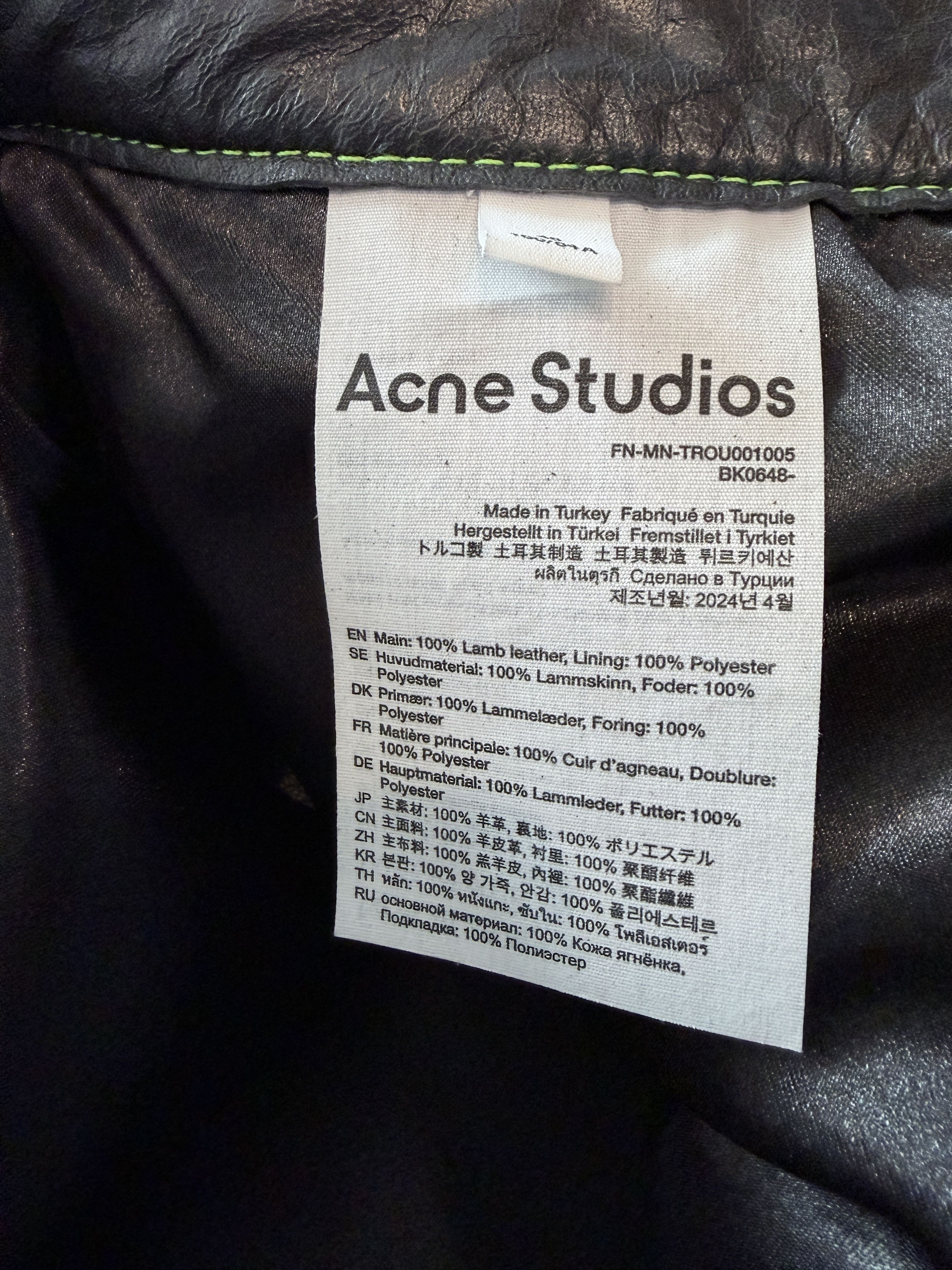 Acne Studios Acne Studios Leather Contrast Stitch Trousers Black Green Size US 32 / EU 48 - 9 Thumbnail