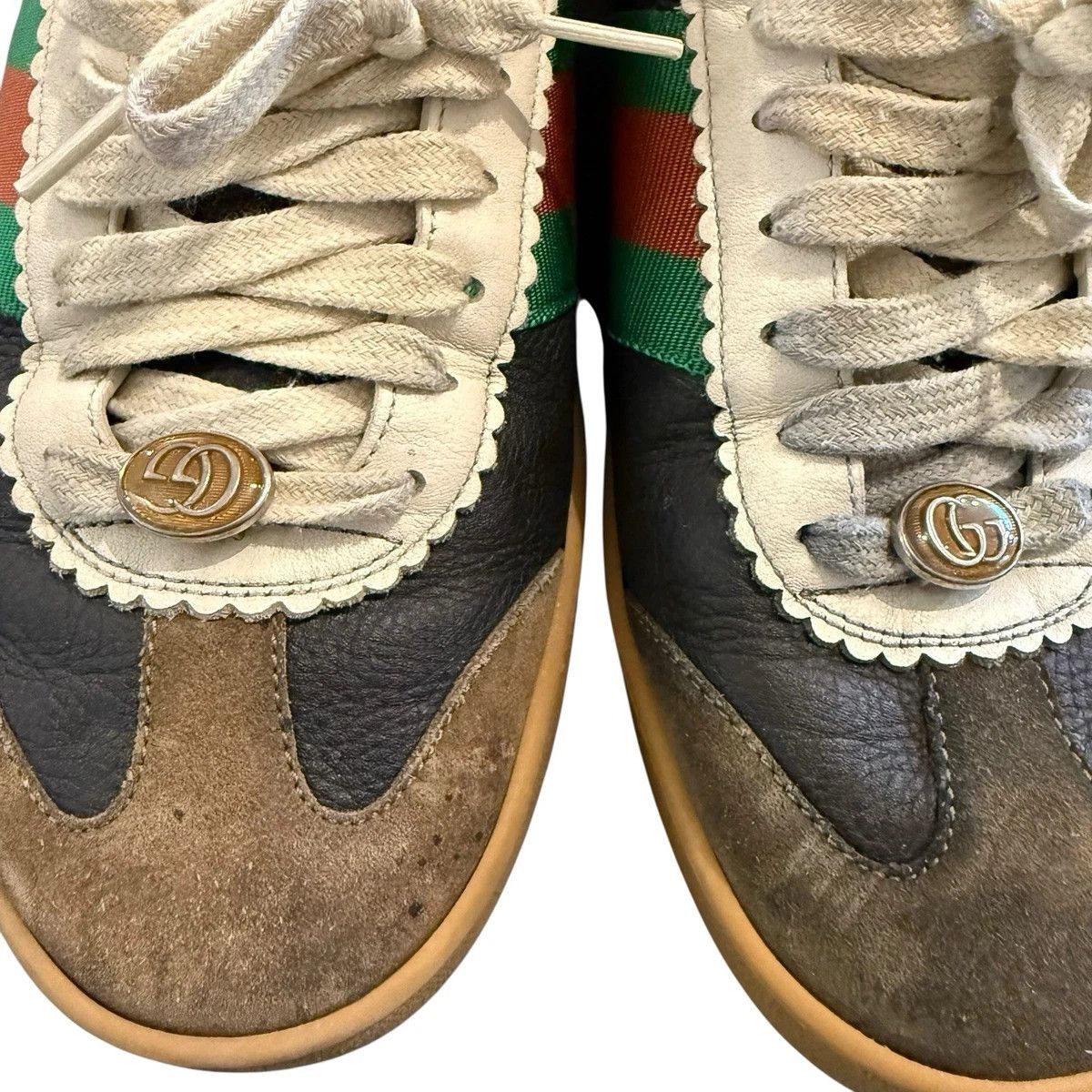 Gucci Gucci G74 Sneakers Black Leather 9 Web Gum Size US 9 / EU 42 - 2 Thumbnail