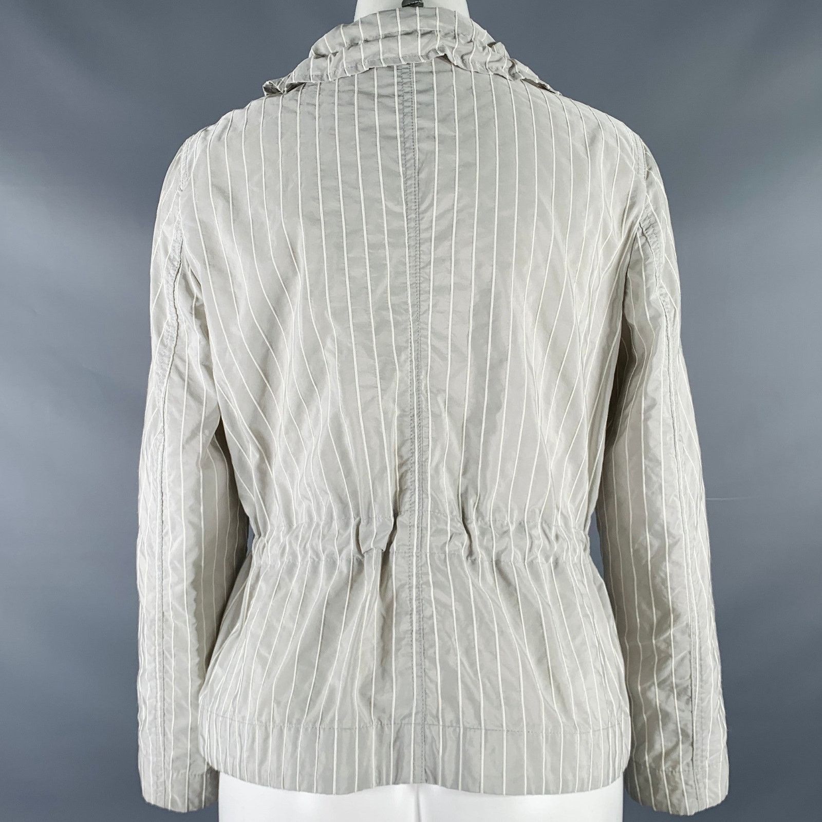 Armani Collezioni Size 6 Grey White Polyester Blend Stripe Jacket Size M / US 6-8 / IT 42-44 - 4 Thumbnail