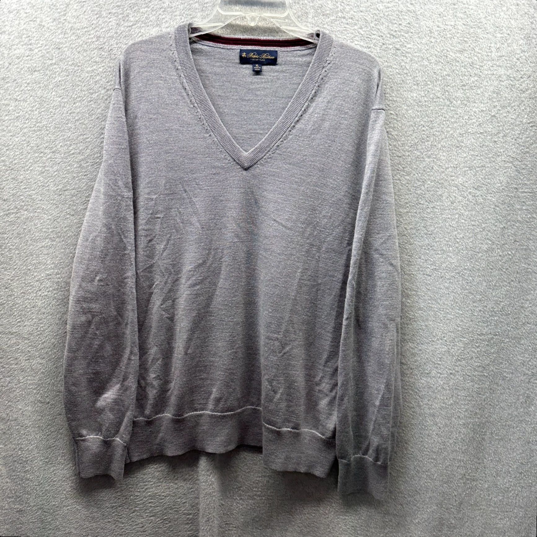 Brooks Brothers Brooks Brothers Sweater Mens XL Gray Wool V-Neck Pullover Knit Classic Preppy Shirt? Size US XL / EU 56 / 4 - 2 Thumbnail