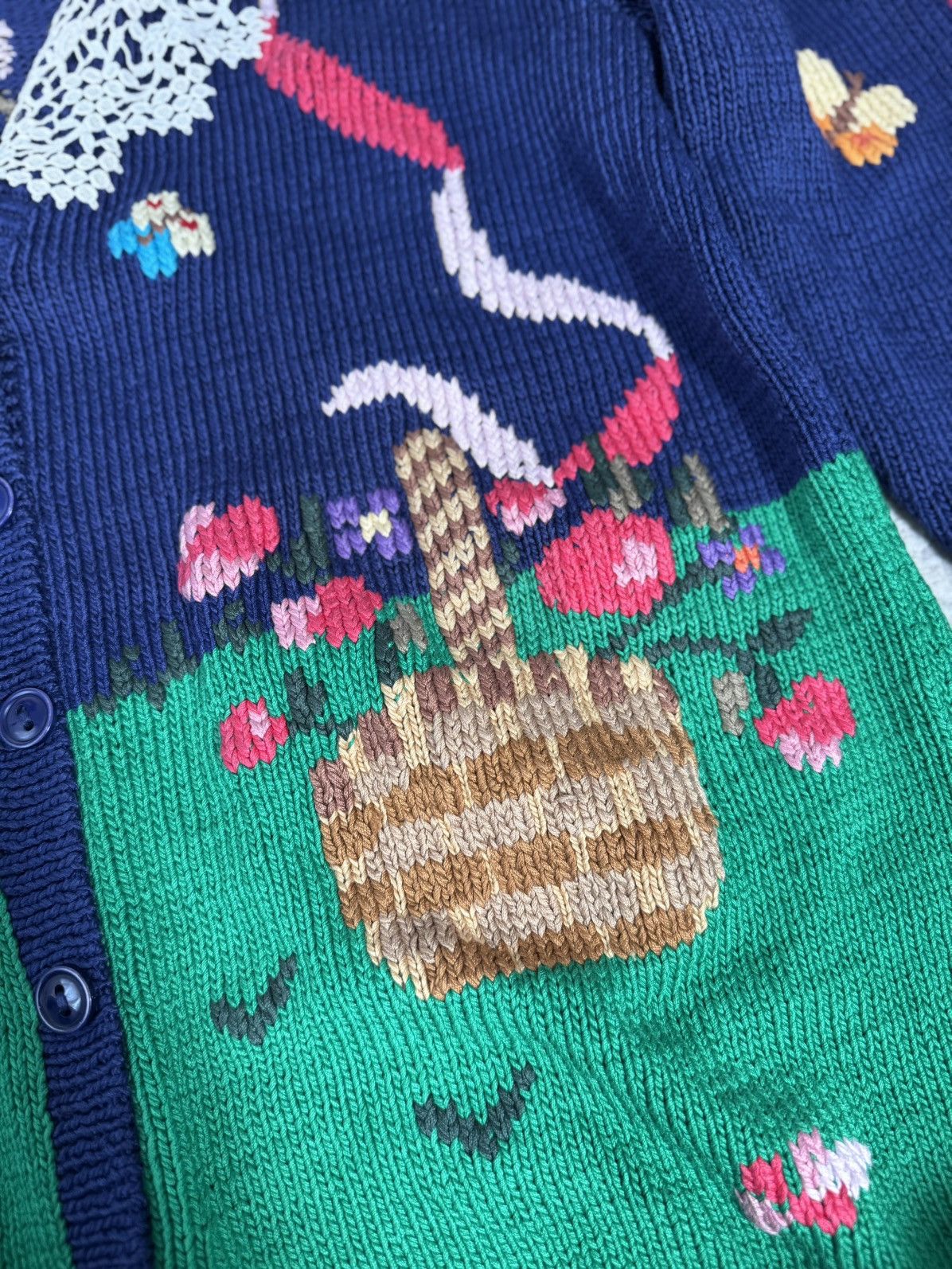 Vintage Vintage 1988 Berek Hand Knitted Pima Cotton Garden Sweater Size L / US 10 / IT 46 - 5 Thumbnail
