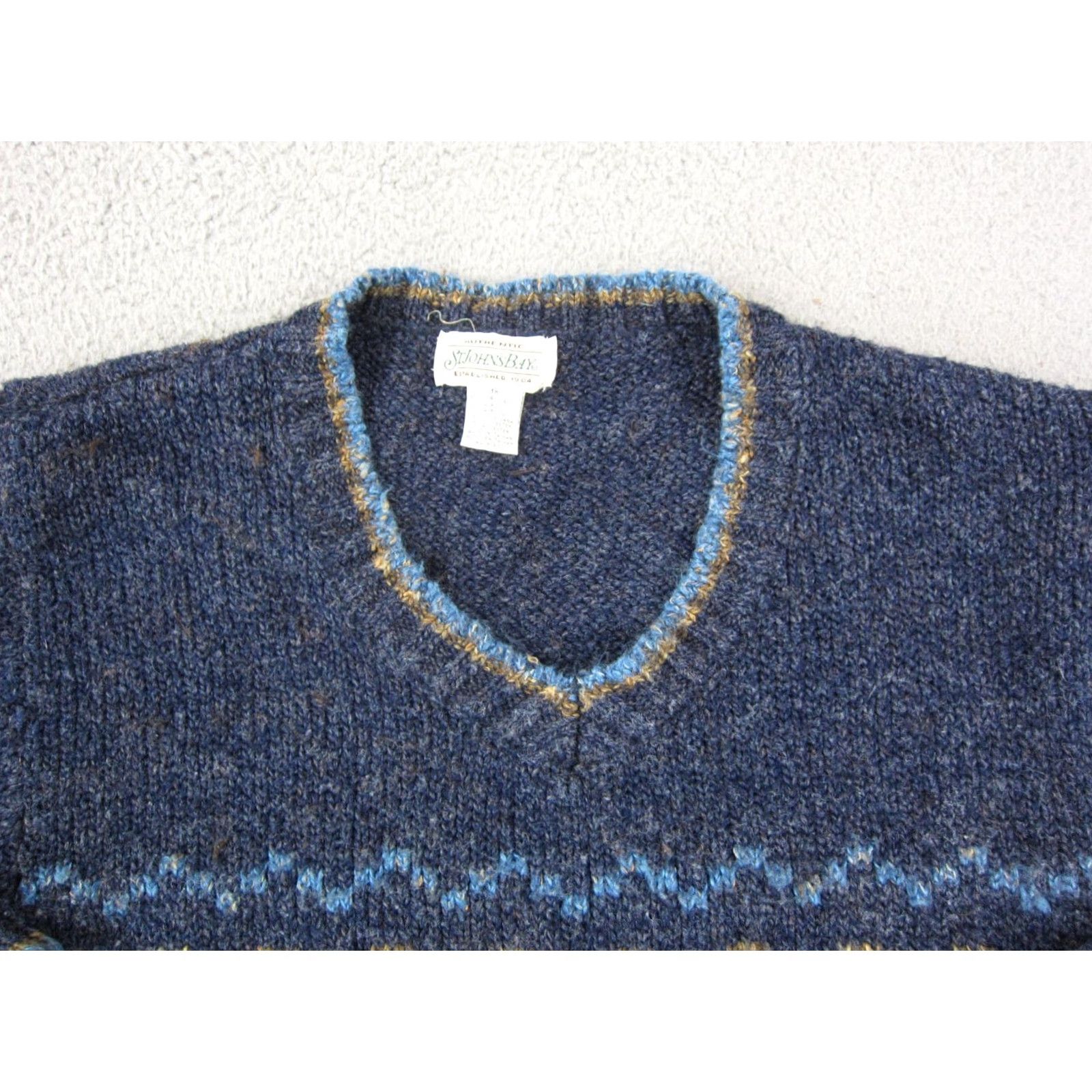 Vintage Vintage St. Johns Bay Sweater Womens 1X Blue Acrylic Wool Fair Isle 80s Knit Swing 80s Holiday Mens Women Boys Girls Size XL / US 12-14 / IT 48-50 - 2 Thumbnail