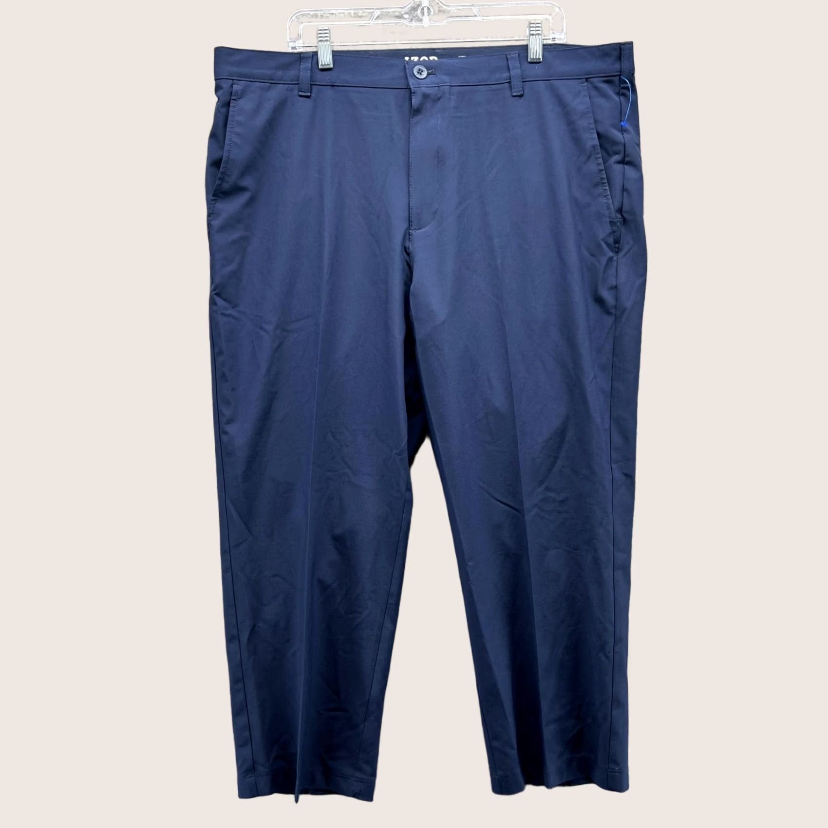 Izod Izod Pants Men 40x29 Adult Blue Navy Chino Golf Casual Polyester Pleated Pockets Straight" Size US 40 / EU 56 - 1 Thumbnail