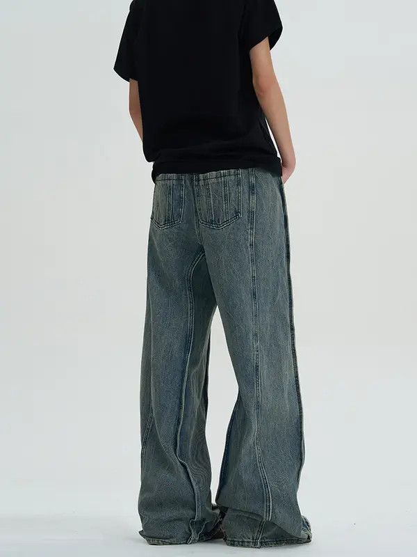 VIBE Blue Embroidered Baggy Denim Jeans, Wide Leg Loose Jeans Size US 32 / EU 48 - 5 Thumbnail