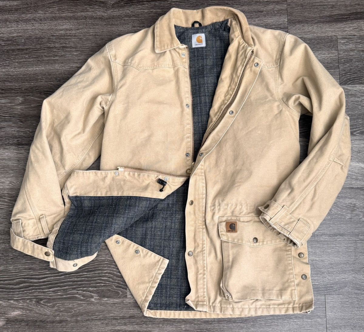 Carhartt Vintage Carhartt Chore Tan Canvas Lined Work Jacket Size US XL / EU 56 / 4 - 1 Thumbnail