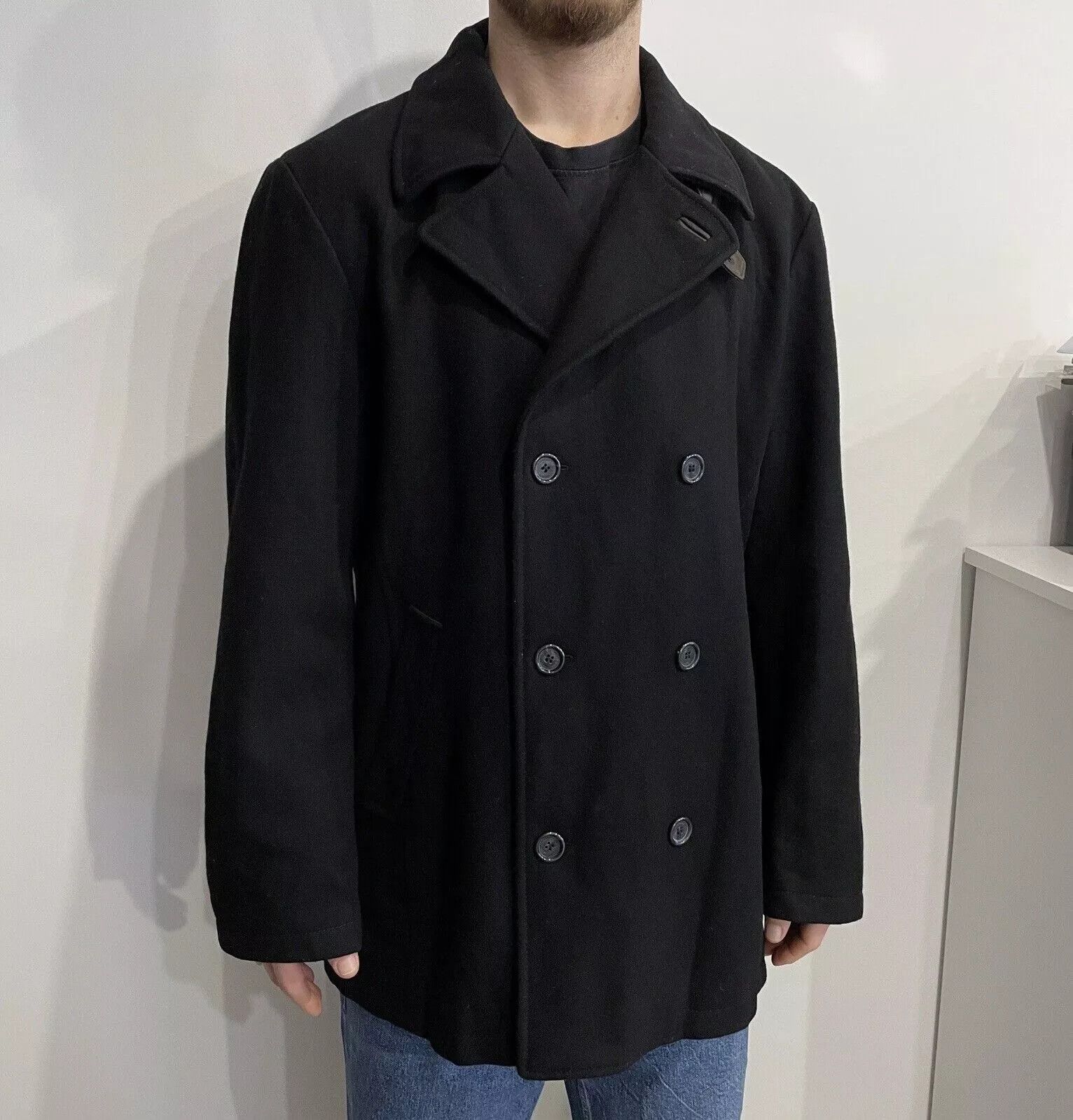 Dolce & Gabbana Dolce & Gabbana Wool Men Coat Jacket Leather Details Black Size US L / EU 52-54 / 3 - 1 Thumbnail