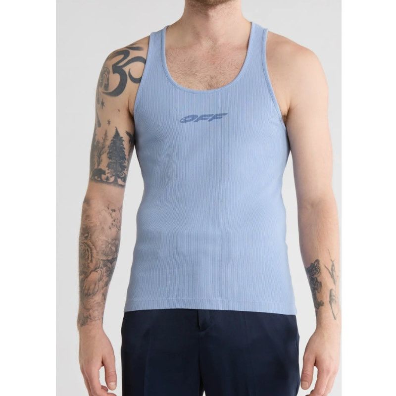Off-White Stretch Cotton Logo Tank Off-White Blue Size US M / EU 48-50 / 2 - 3 Thumbnail