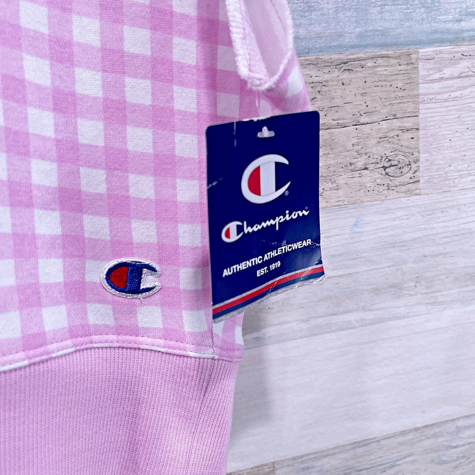 Champion Champion Campus French Terry Hoodie Pink Gingham Womens M Size M / US 6-8 / IT 42-44 - 3 Thumbnail