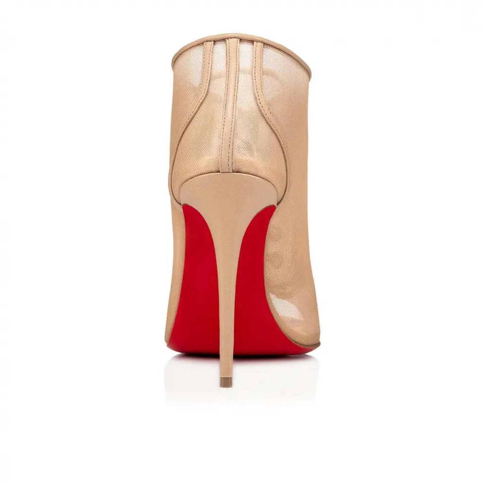 Christian Louboutin Open Ondessa 100 Nude Mesh Lace Up Tie Ankle Heel Bootie 40 Size US 10 / IT 40 - 10 Thumbnail