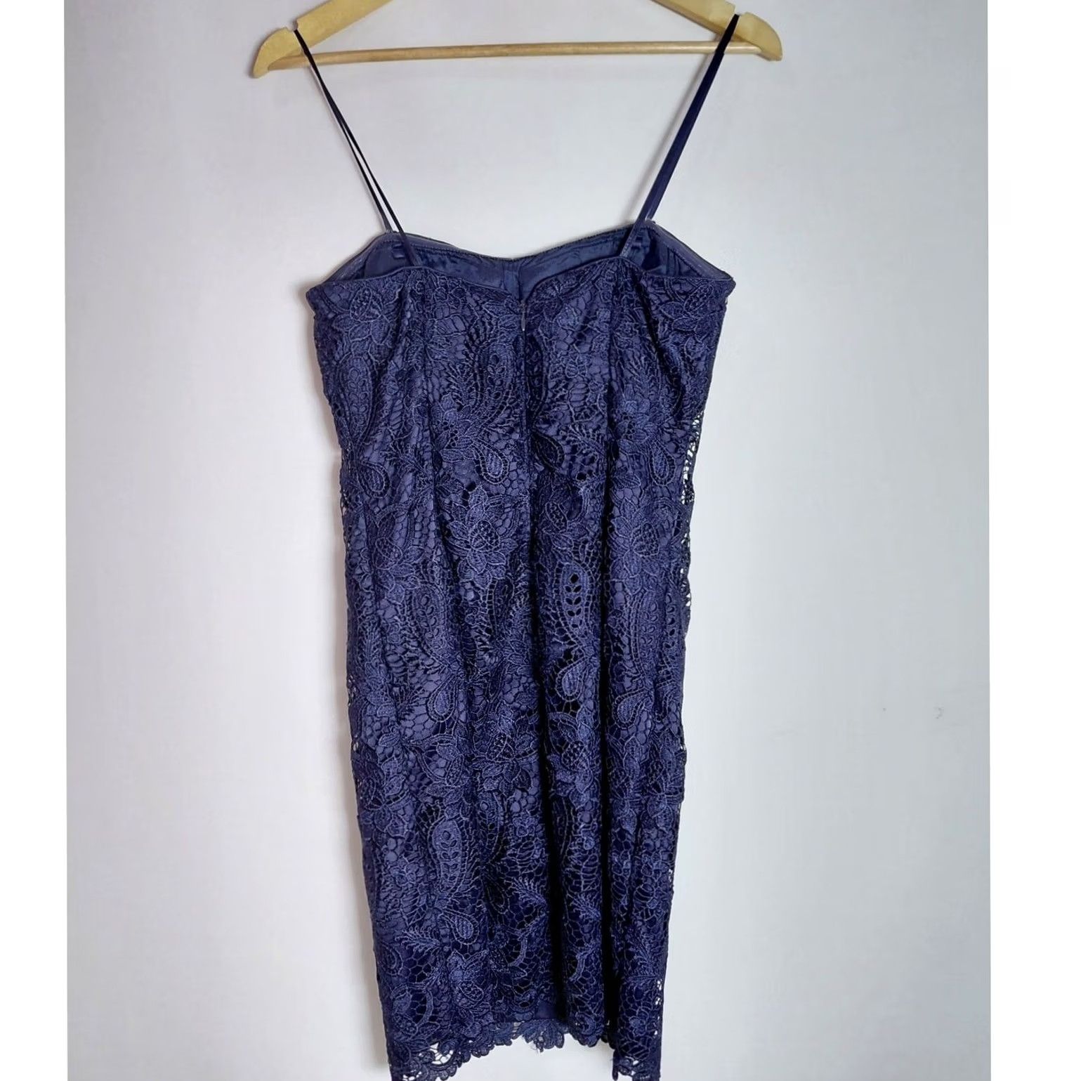 Adrianna Papell Adrianna Papell Lace Dress Blue Solid Sleeveless Knee Length Women Size 8 Size M / US 6-8 / IT 42-44 - 2 Thumbnail