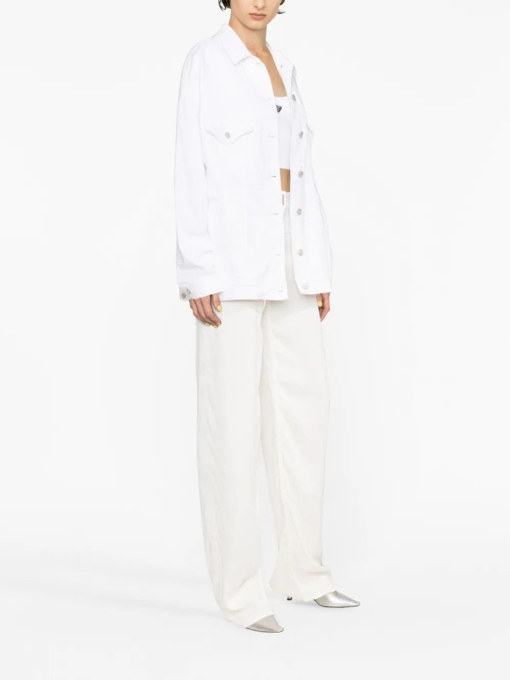 Givenchy o1w1db10325 Oversize Denim Jacket in White Size L / US 10 / IT 46 - 4 Thumbnail