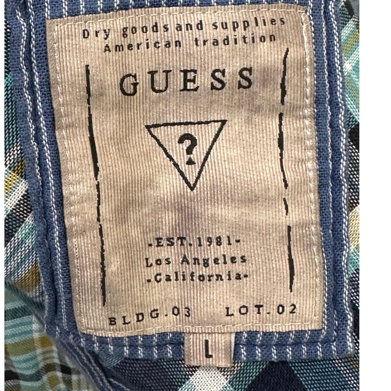 Guess Guess blue plaid long sleeves flannel shirt size large Size US L / EU 52-54 / 3 - 3 Thumbnail