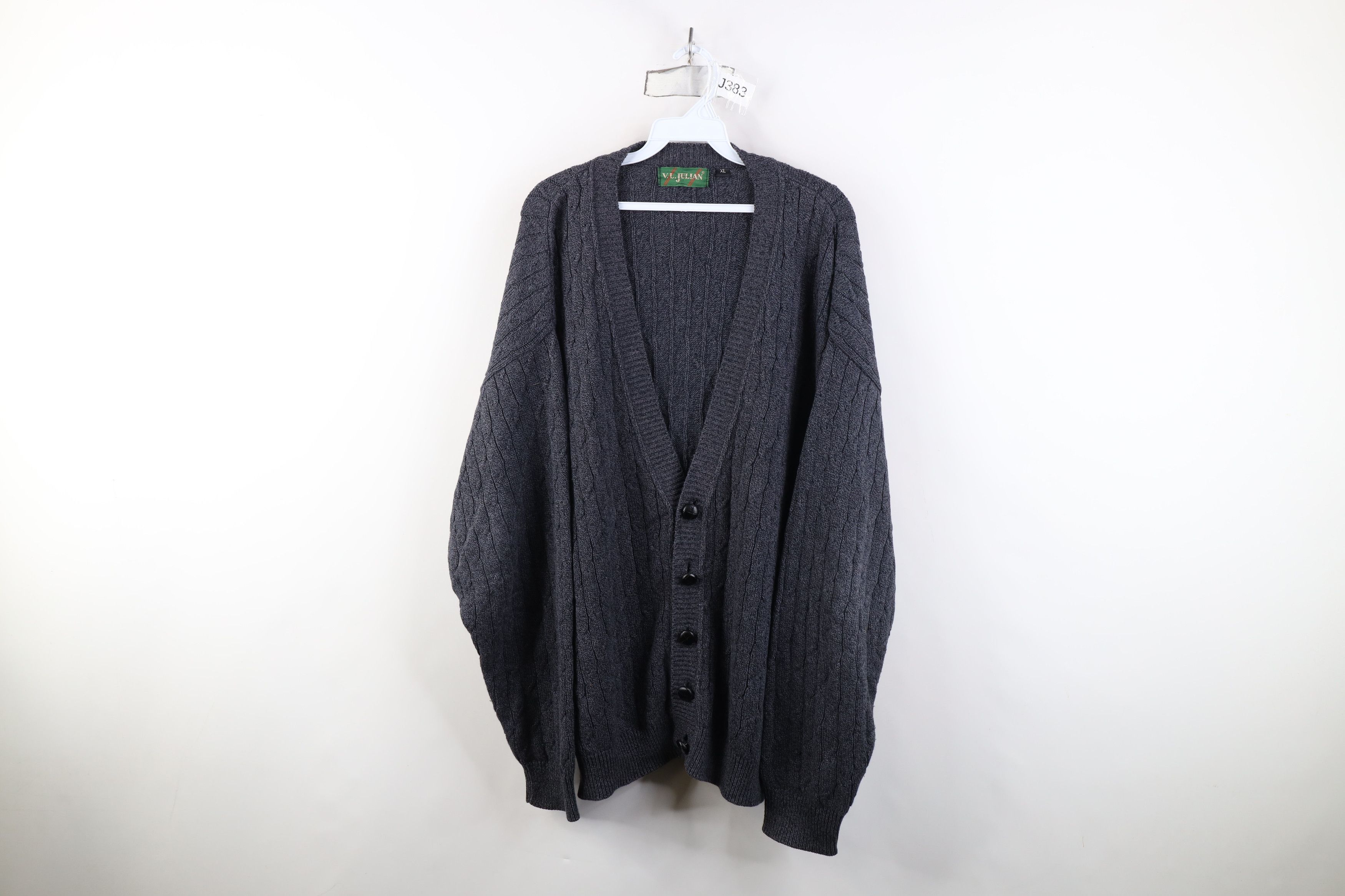 Vintage Vintage 90s Streetewar Cable Knit Cardigan Sweater Blue USA Size US XL / EU 56 / 4 - 1 Thumbnail