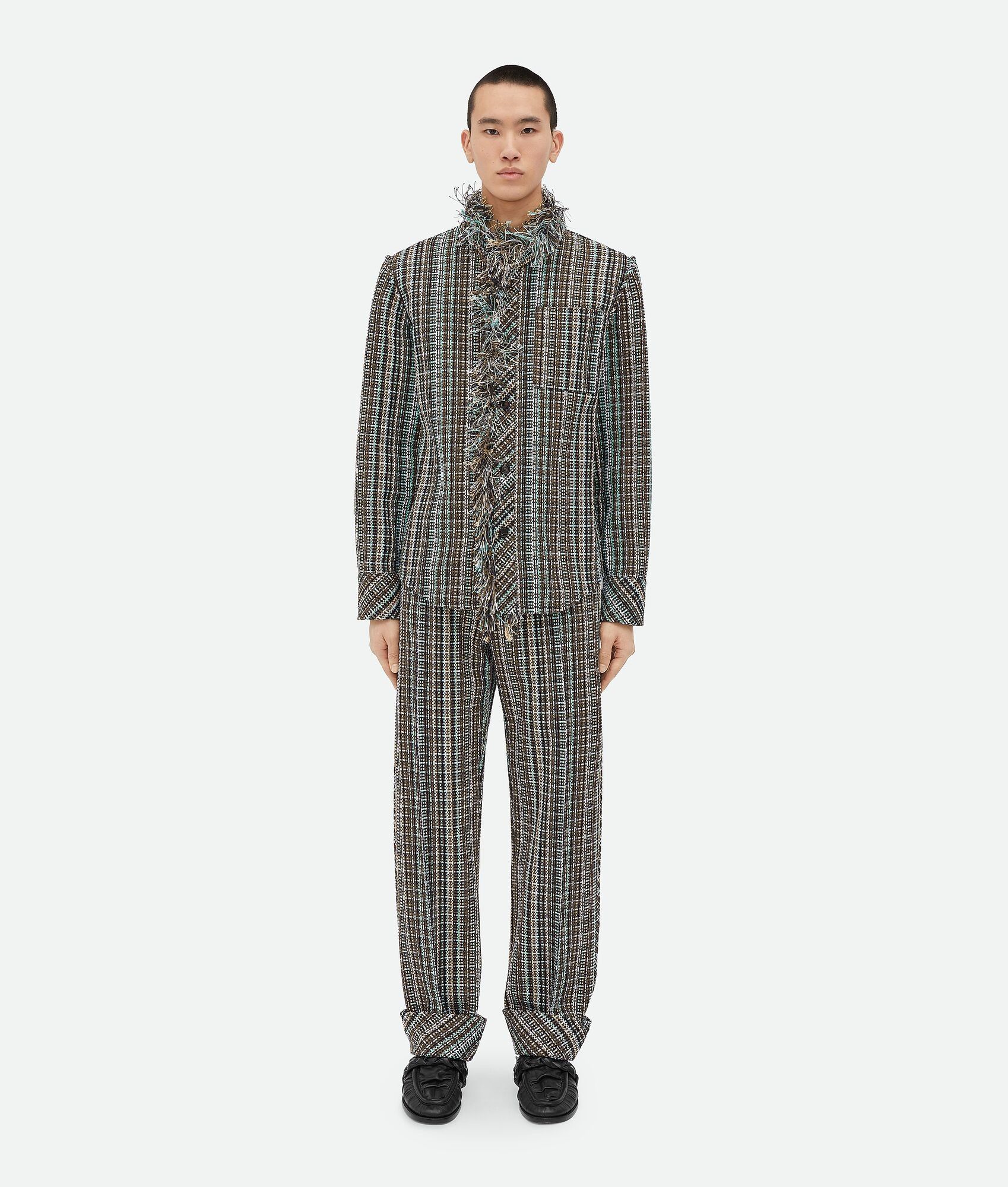 Bottega Veneta o1loc1c1025 788994 Cotton Check Jacket With Fringes Size US S / EU 44-46 / 1 - 4 Thumbnail