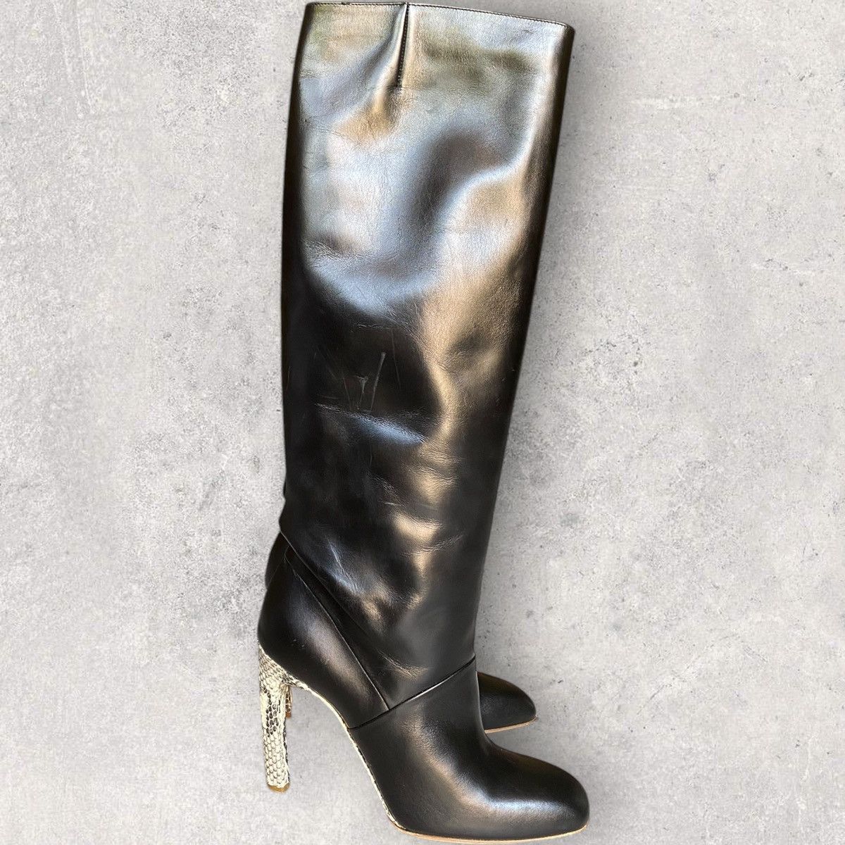 Dries Van Noten Knees High Boots With Snakeskin Heels Size US 6.5 / IT 36.5 - 2 Thumbnail