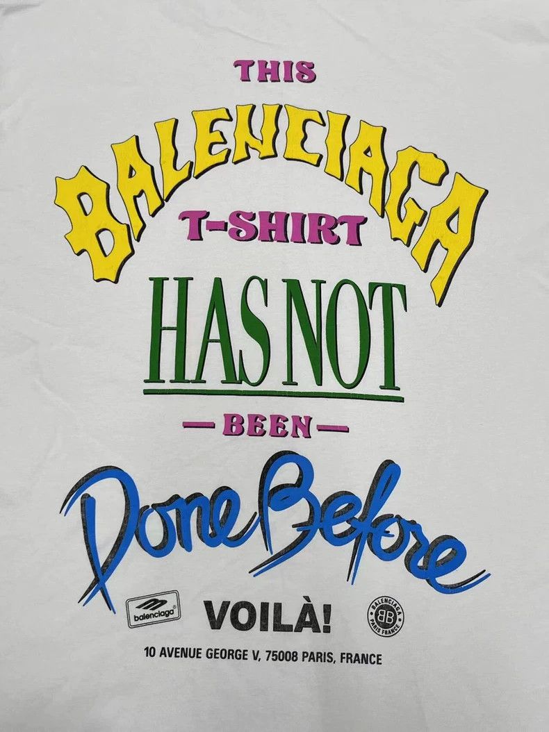 Balenciaga Balenciaga Logo Print Long Crew Neck Short Sleeve T-Shirt Size US M / EU 48-50 / 2 - 3 Thumbnail