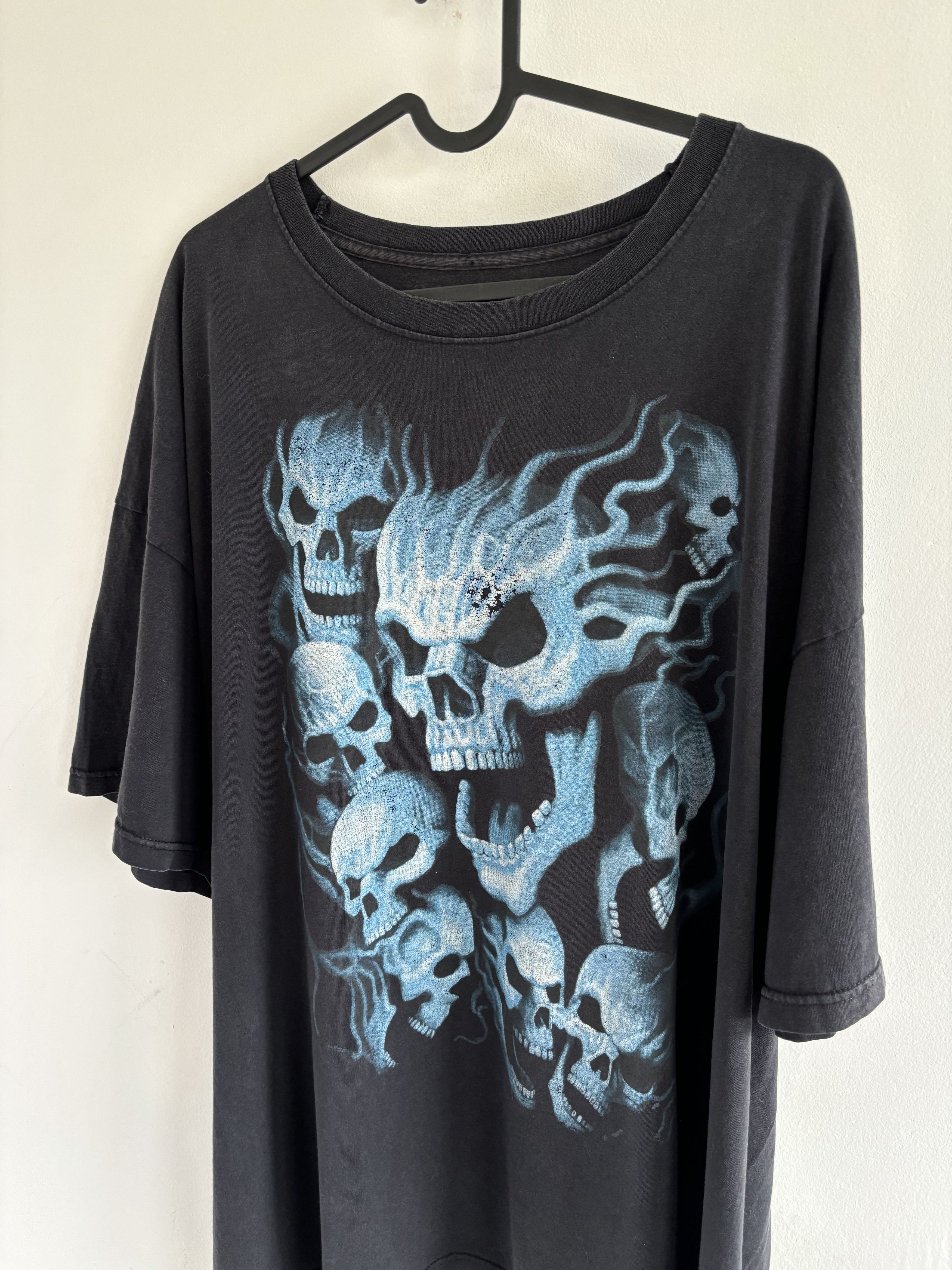 Vintage Vintage Ghost Flaming Skulls Faded Oversized AOP Tee Size US XXL / EU 58 / 5 - 2 Thumbnail