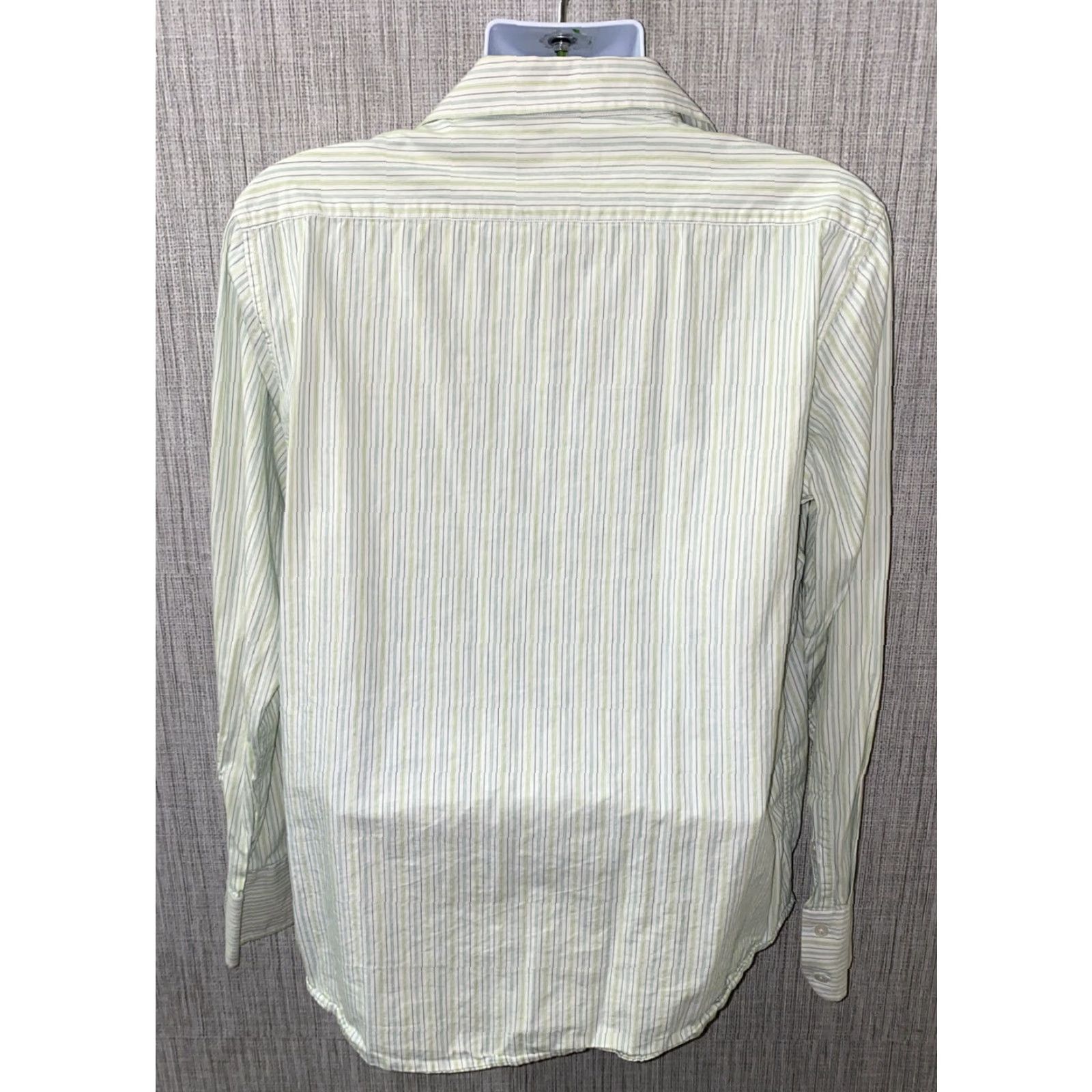 BKE BKE Men's Green Striped Cotton Button-Up Shirt Long Sleeve XL Size US XL / EU 56 / 4 - 5 Thumbnail