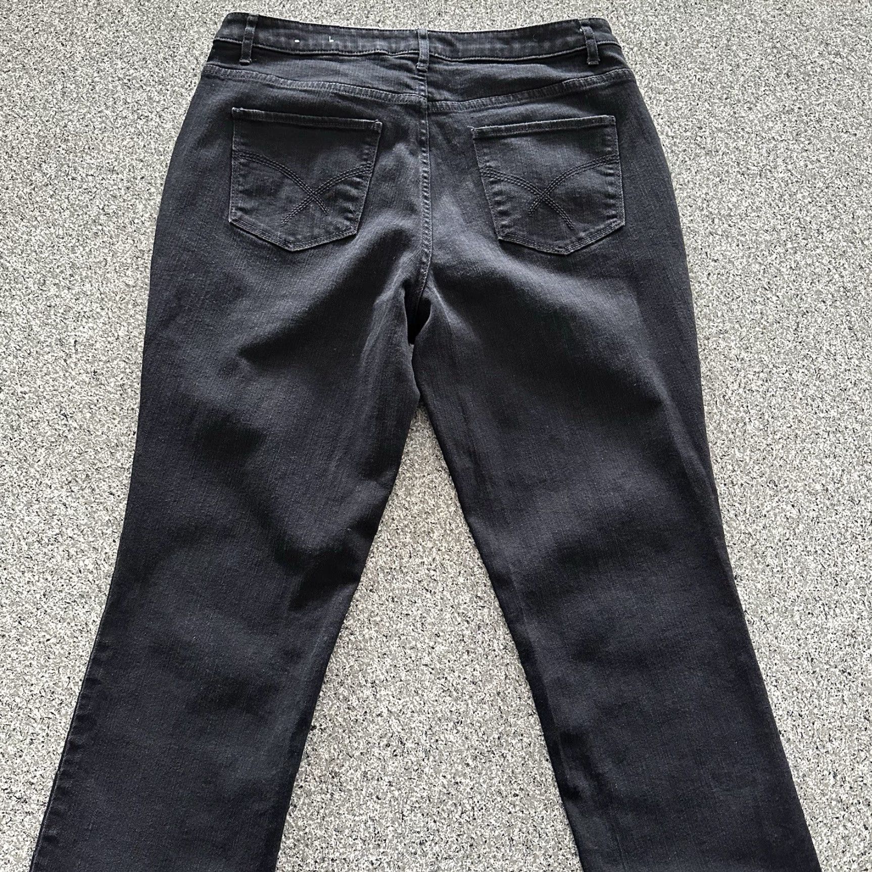 Vintage Christopher & Banks Jeans Womens 12 Slim Straight Black Denim 33x30 5-Pocket Stretch (Regular) Adults Womens Size 24" / US 00 / IT 34 - 4 Thumbnail