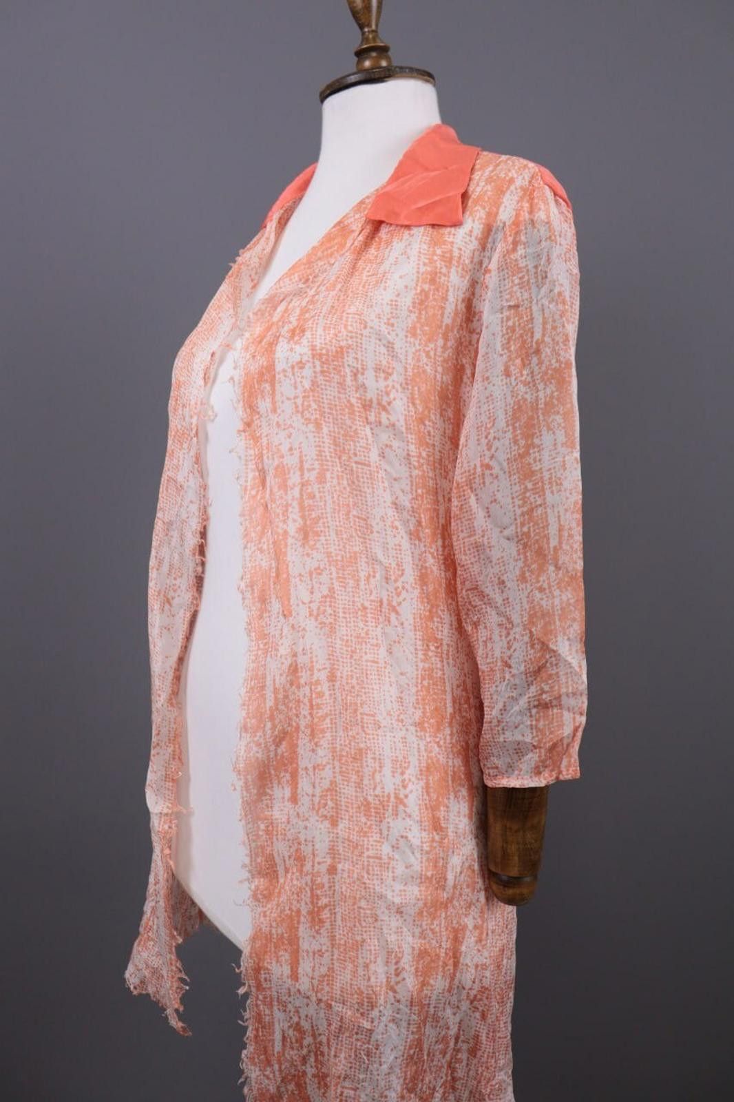 Designer Save The Queen Orange Abstract Silk Shirt Blouse Size S Size S / US 4 / IT 40 - 5 Thumbnail