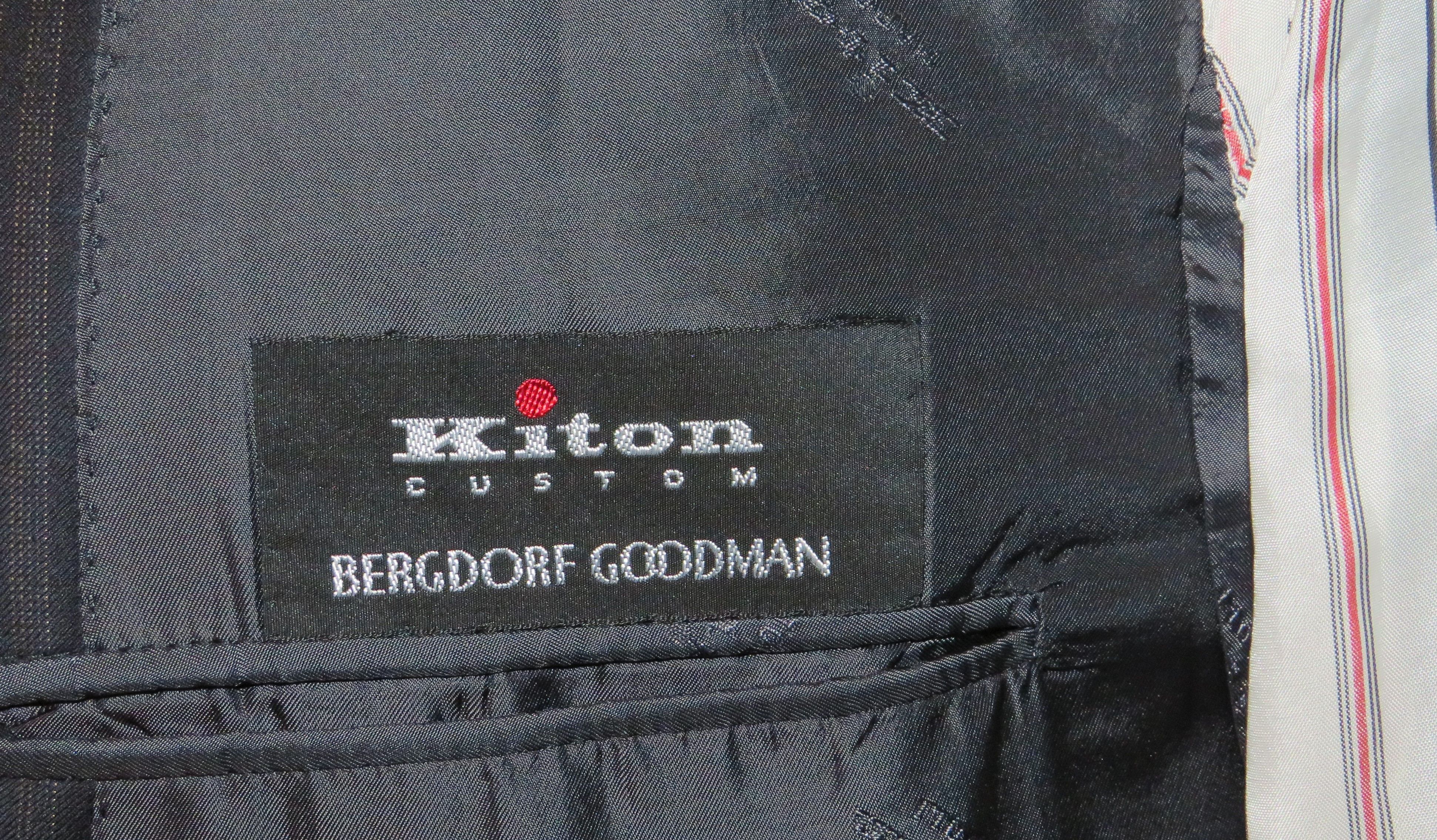 Bergdorf Goodman × Kiton Custom Made Super 200 Blue Striped Two Button Suit 43R Size 42R - 18 Thumbnail