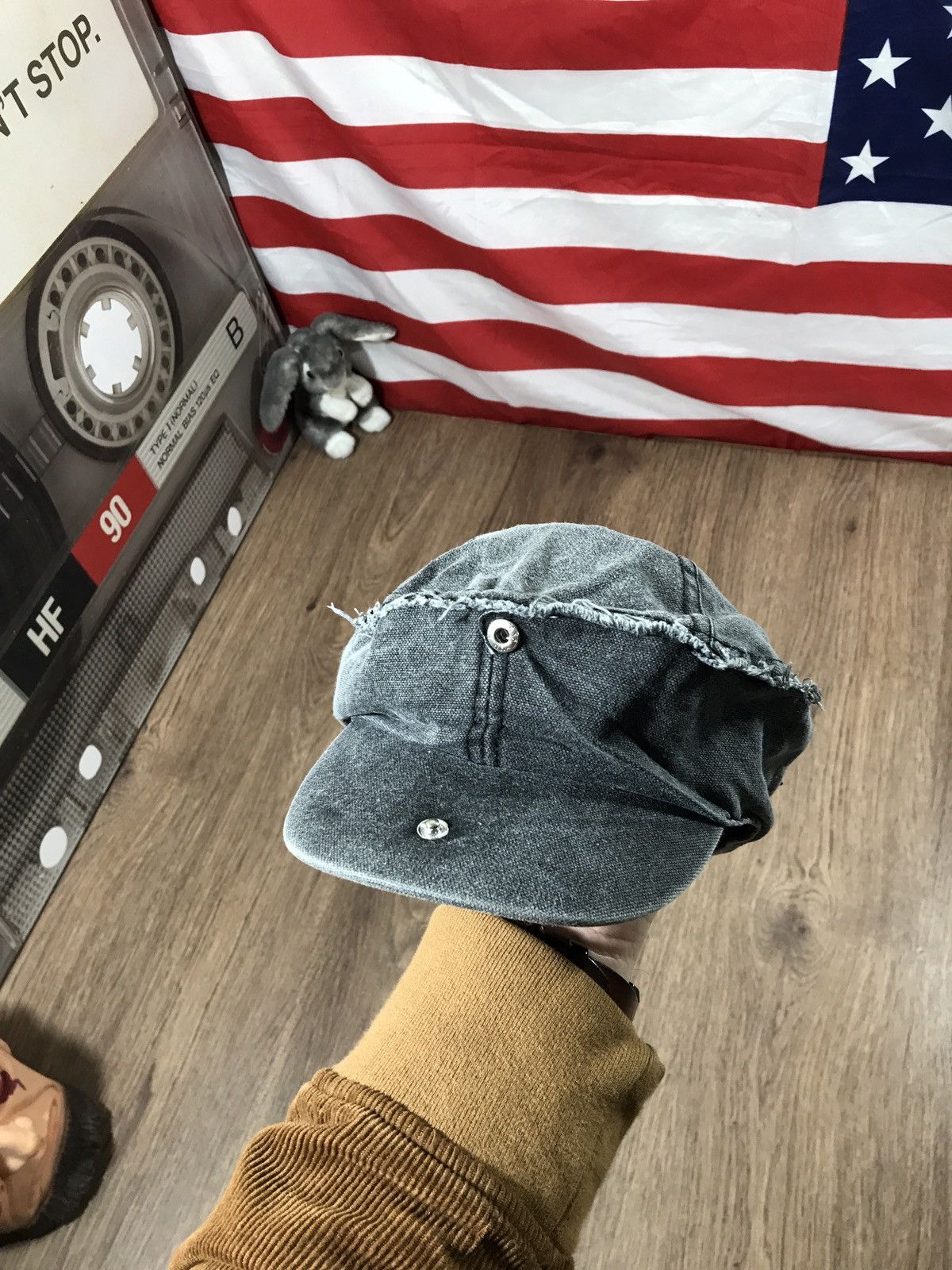 Japanese Brand × Vintage Vintage Denim Cap Biker Hat Size ONE SIZE - 5 Thumbnail