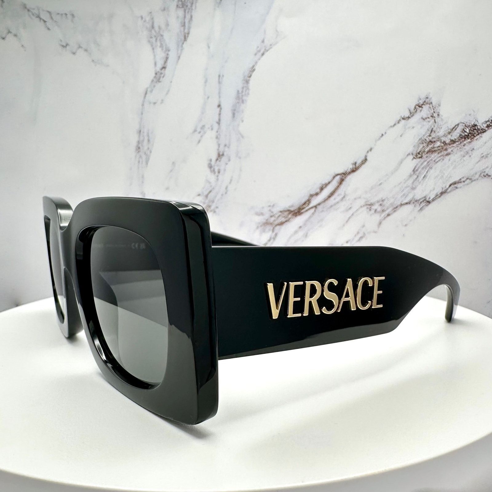 Versace New VERSACE Sunglasses Black Gold Metal Letter 3D Logo Size ONE SIZE - 12 Thumbnail